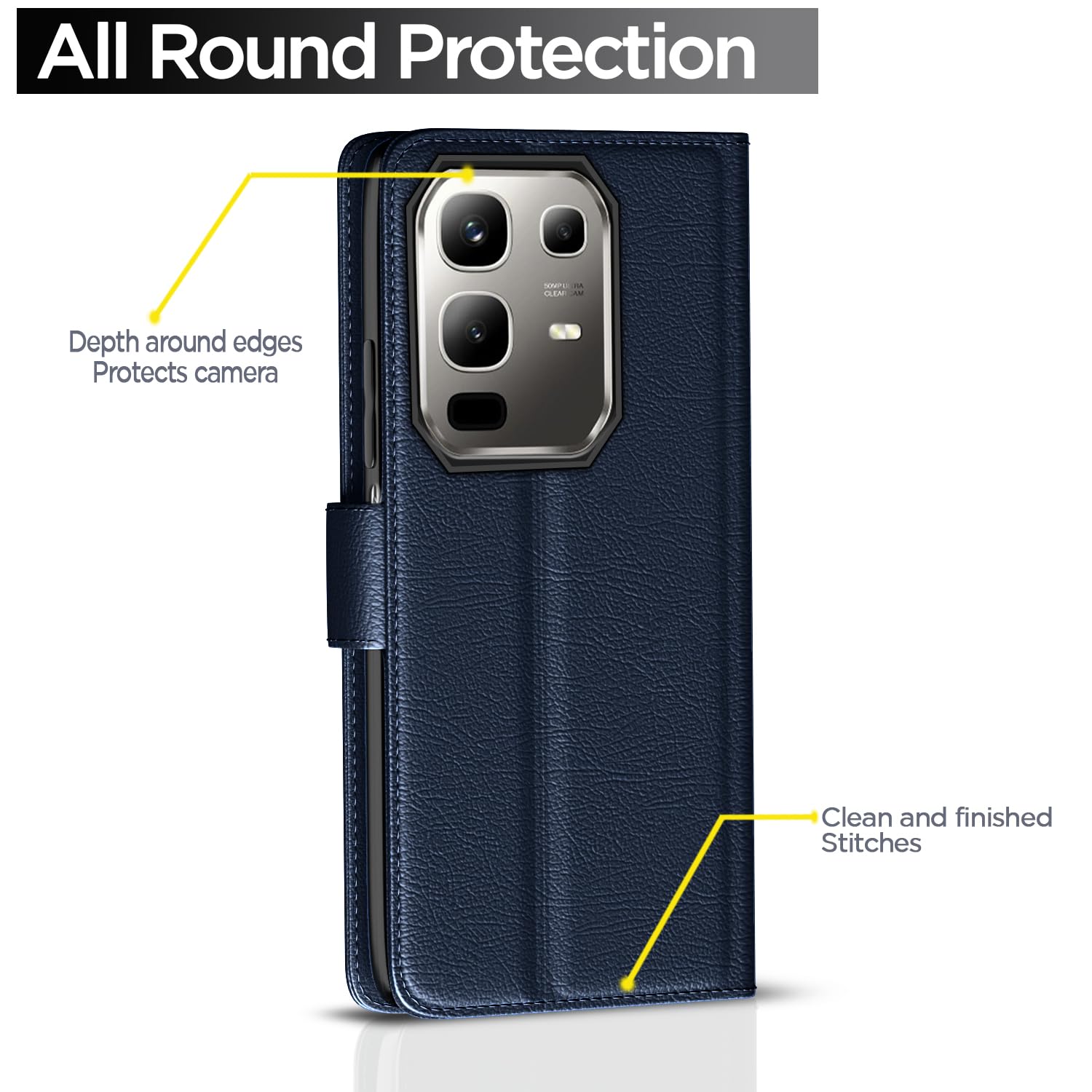 Pikkme Infinix Note 50x 5G Vintage Flip Cover (Blue)