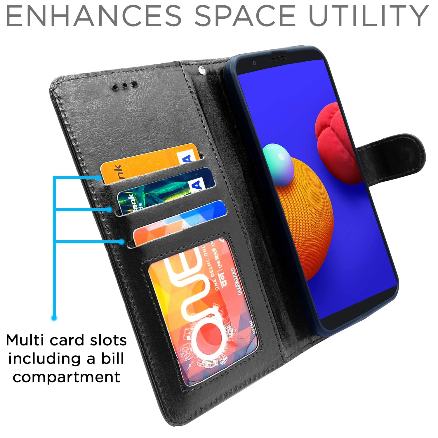 Pikkme Samsung Galaxy M01 core Vintage Flip Cover (Black)