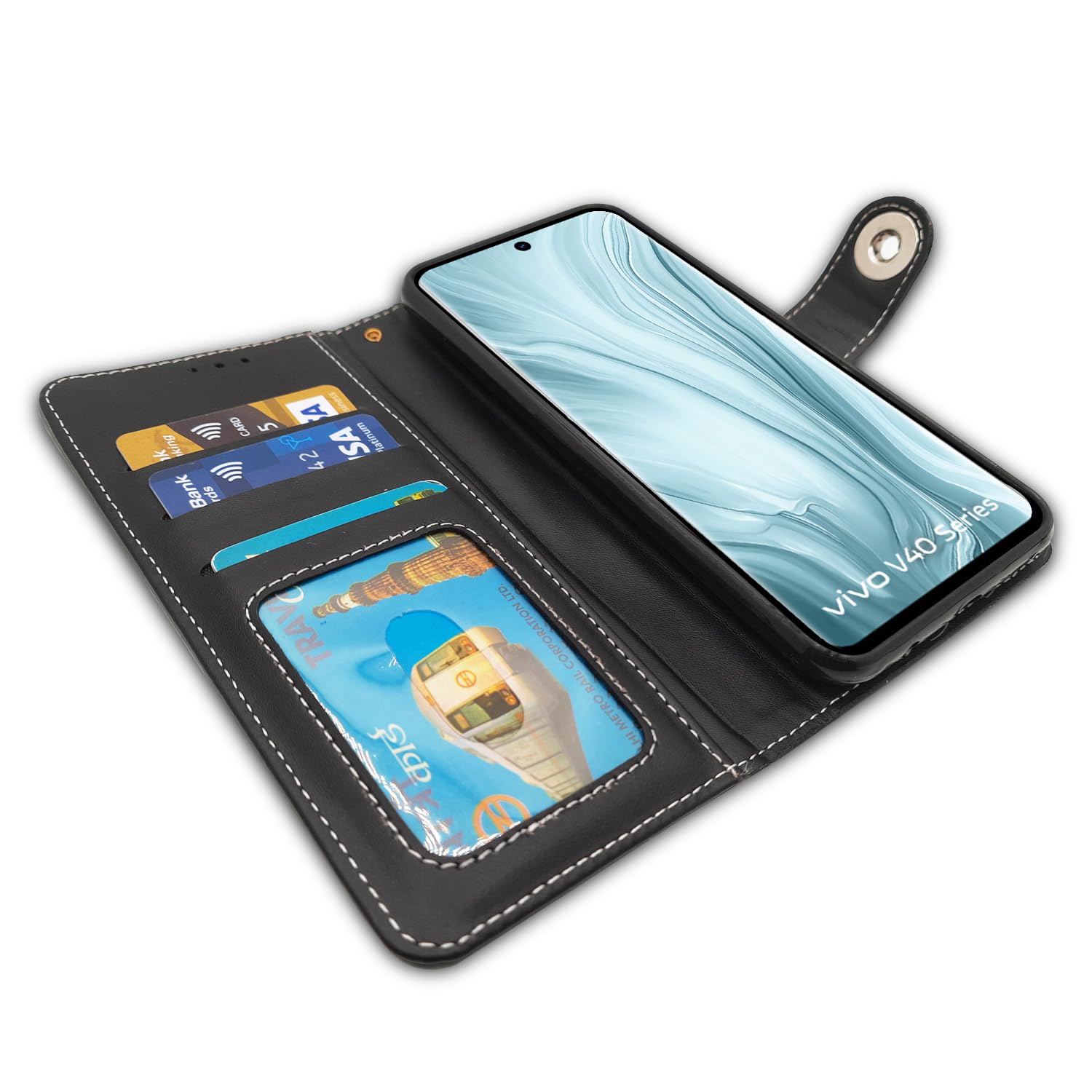 Vivo V40/V40 Pro/T3 Ultra 5G Magnetic wallet flip cover in grey by Pikkme – photo 4