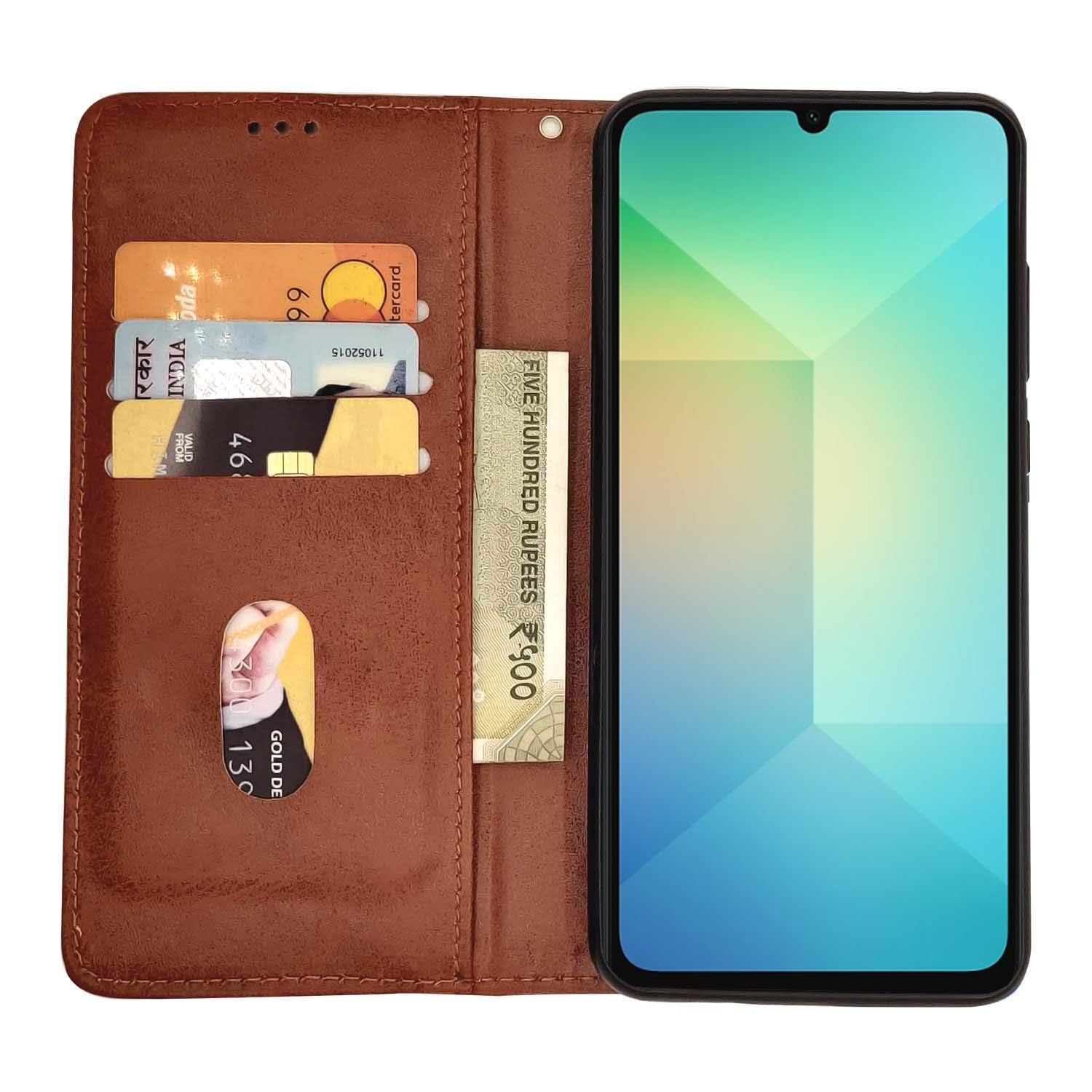 Pikkme brown Magnetic wallet flip cover for Samsung A06 – photo 3