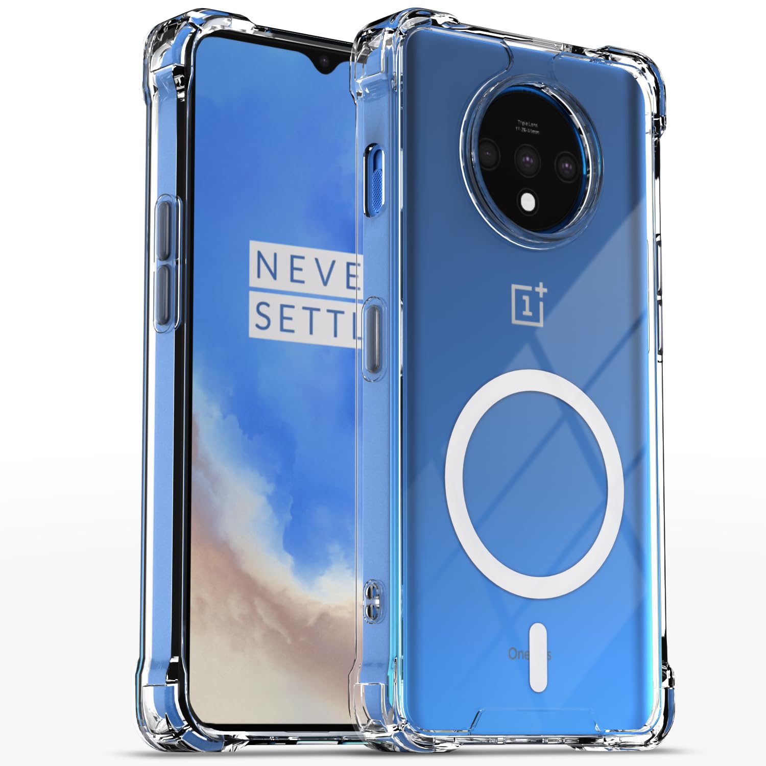 OnePlus 7T mobile back cover in transparent mag-safe by Pikkme