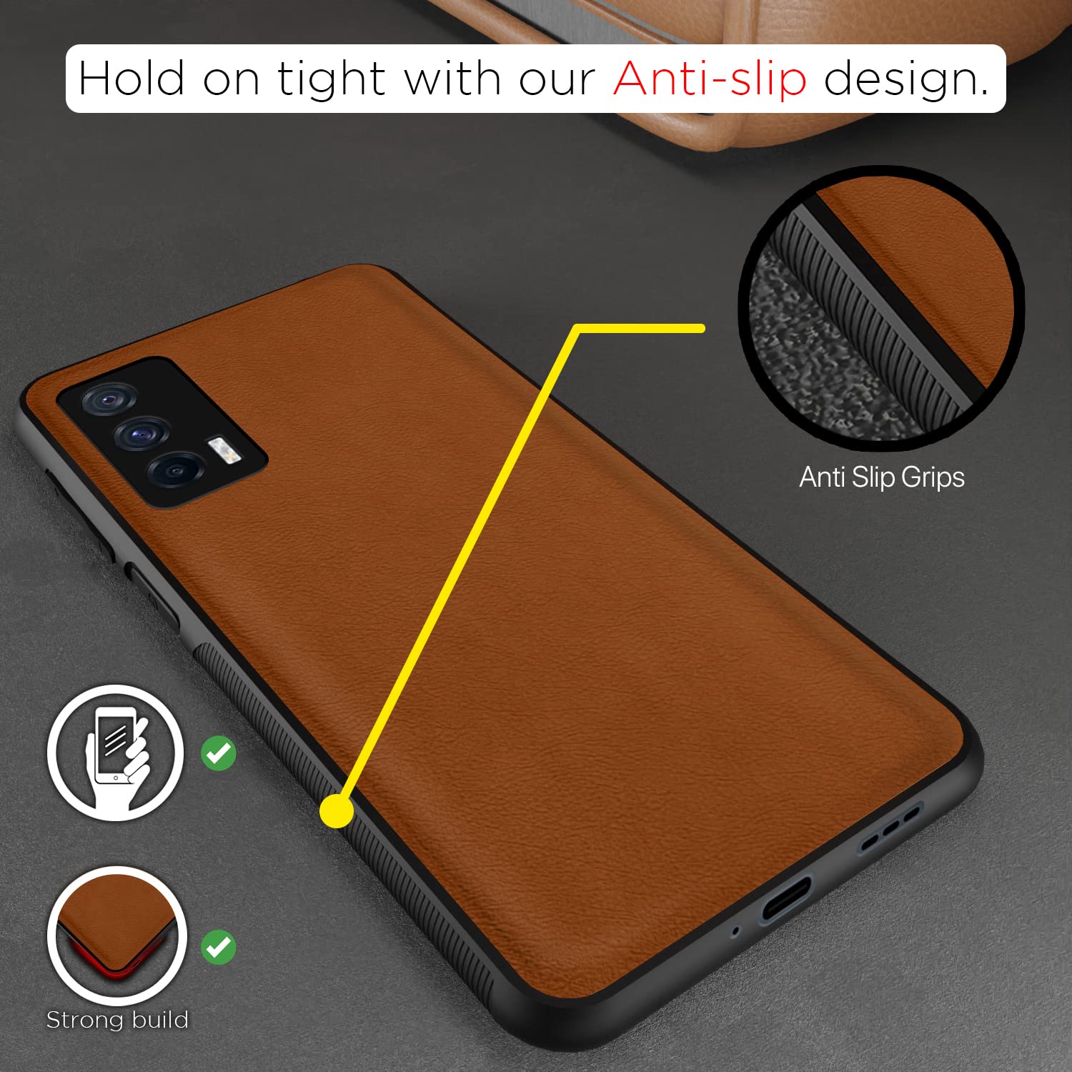 iQOO 7 5G Leather mobile cover in camel by Pikkme – photo 2