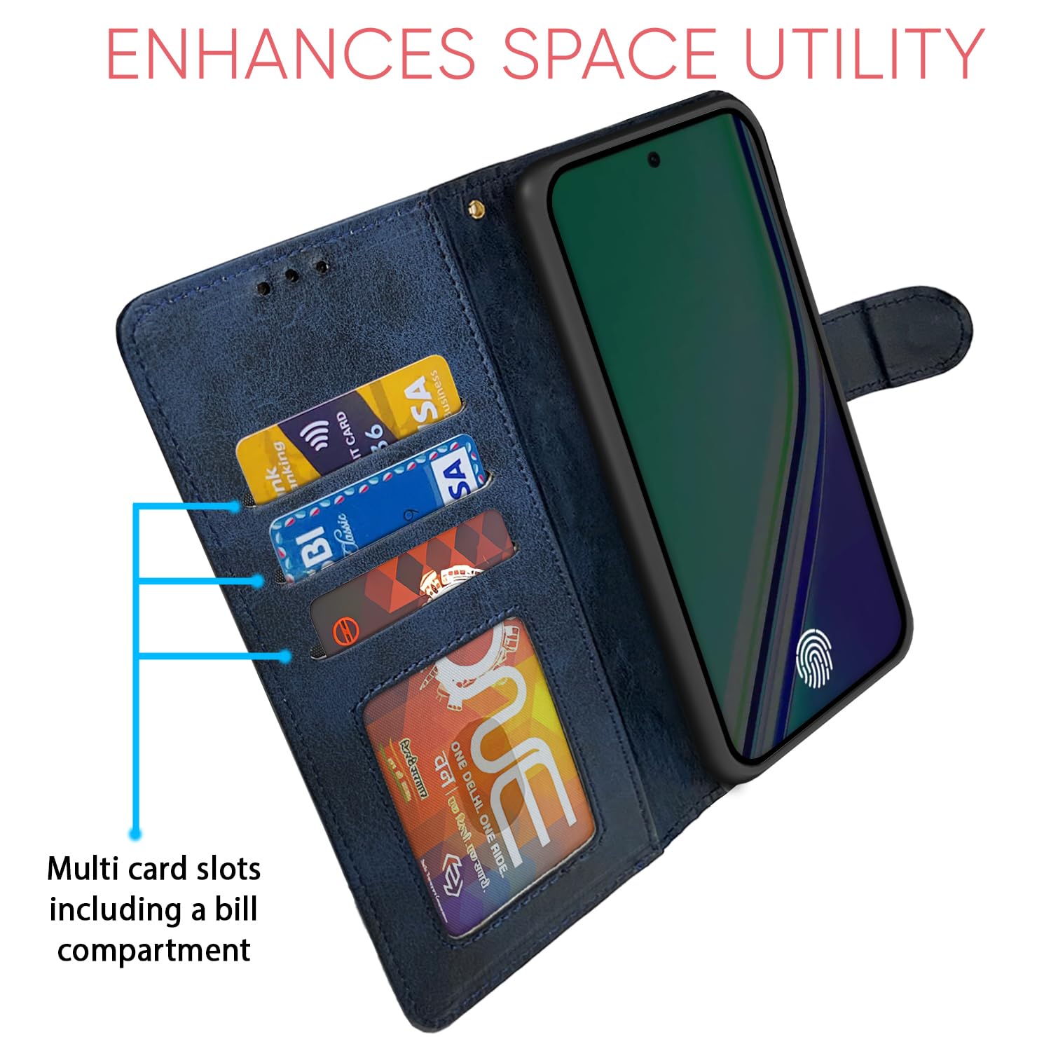 Realme 14 Pro Plus 5G Magnetic flip case in navy & light blue by Pikkme – photo 5