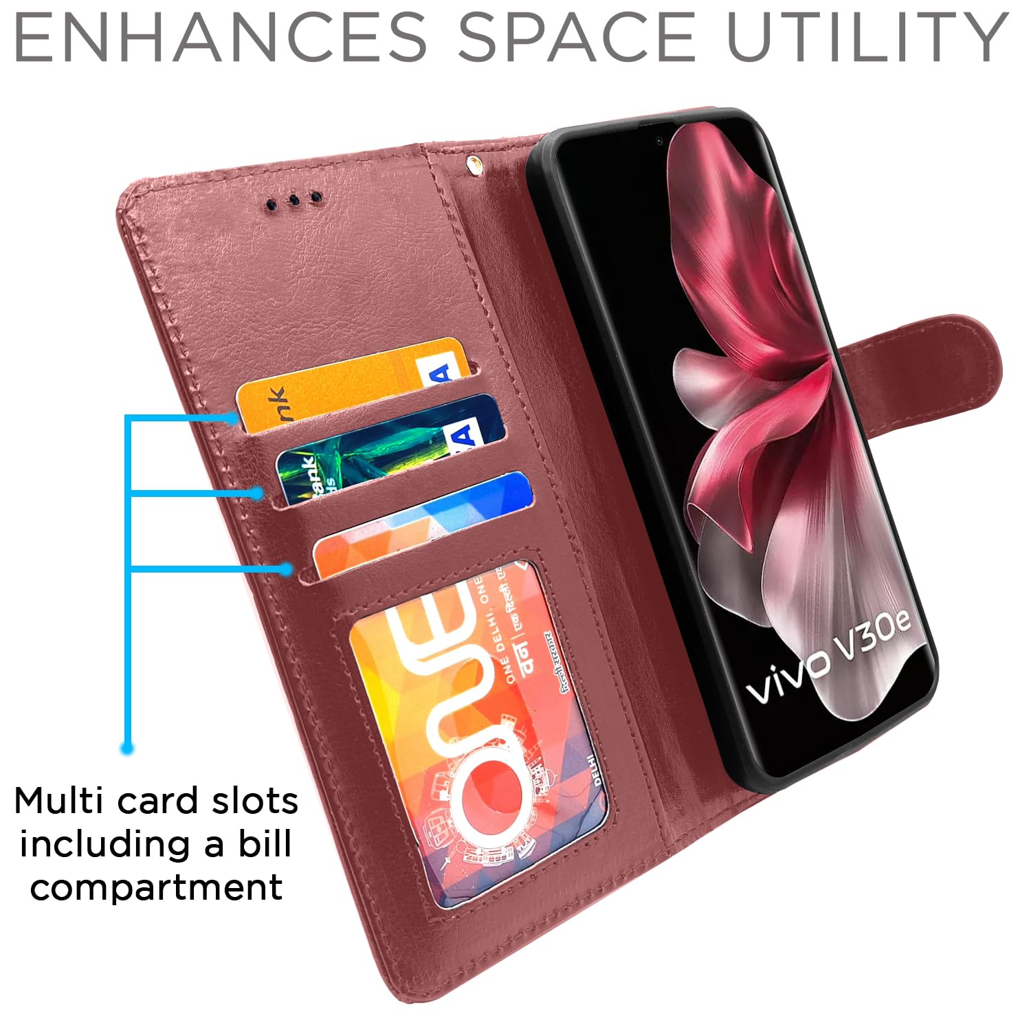 Pikkme Vivo V30e 5G Vintage Flip Cover| Brown