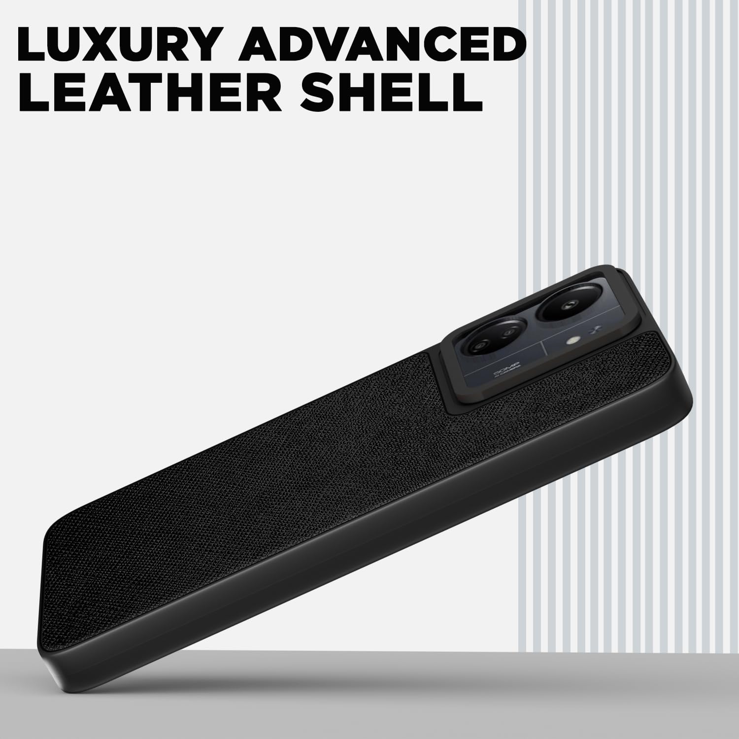 Pikkme Redmi 13C 4G / 5G / Poco C65 / Poco M6 5G Vegan Leather Back Cover (Black)