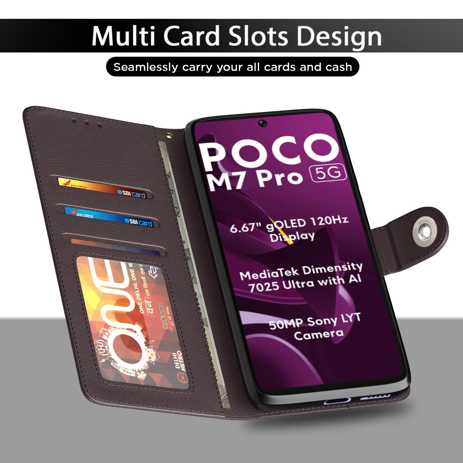 Pikkme POCO M7 Pro 5G coffee flip cover – photo 5