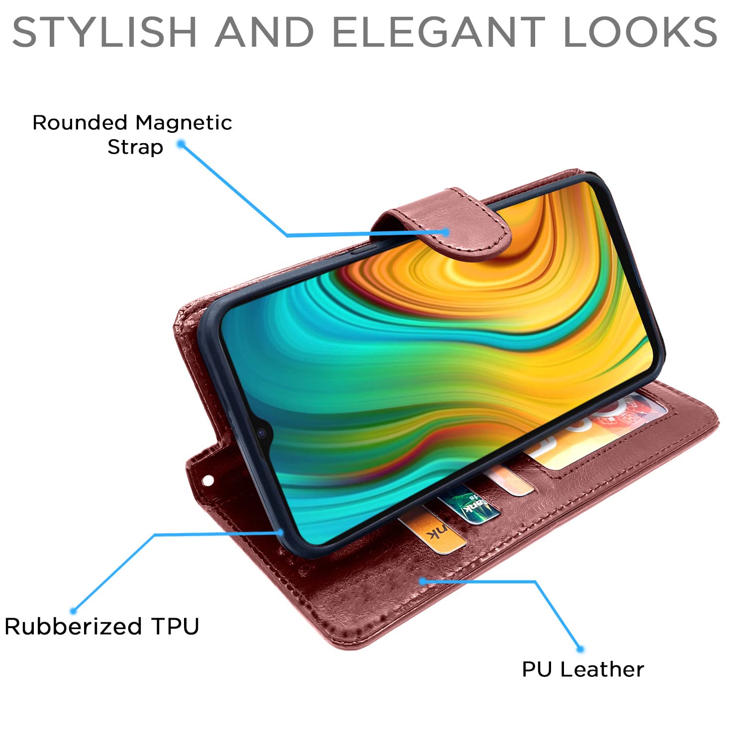 Pikkme Realme C3 Vintage Flip Cover (Brown)