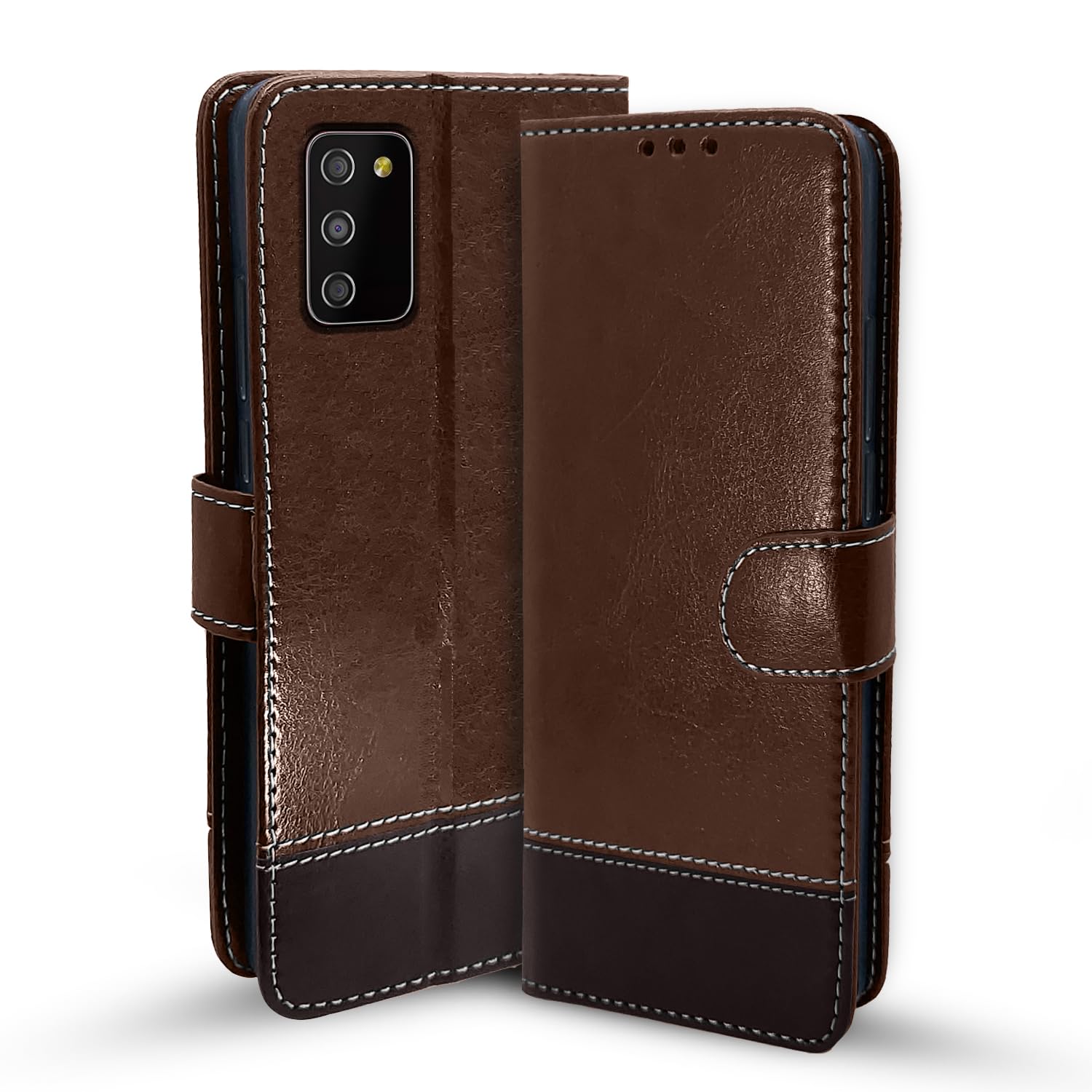 Pikkme Samsung M02s/F02s/A02s brown & coffee wallet flip cover