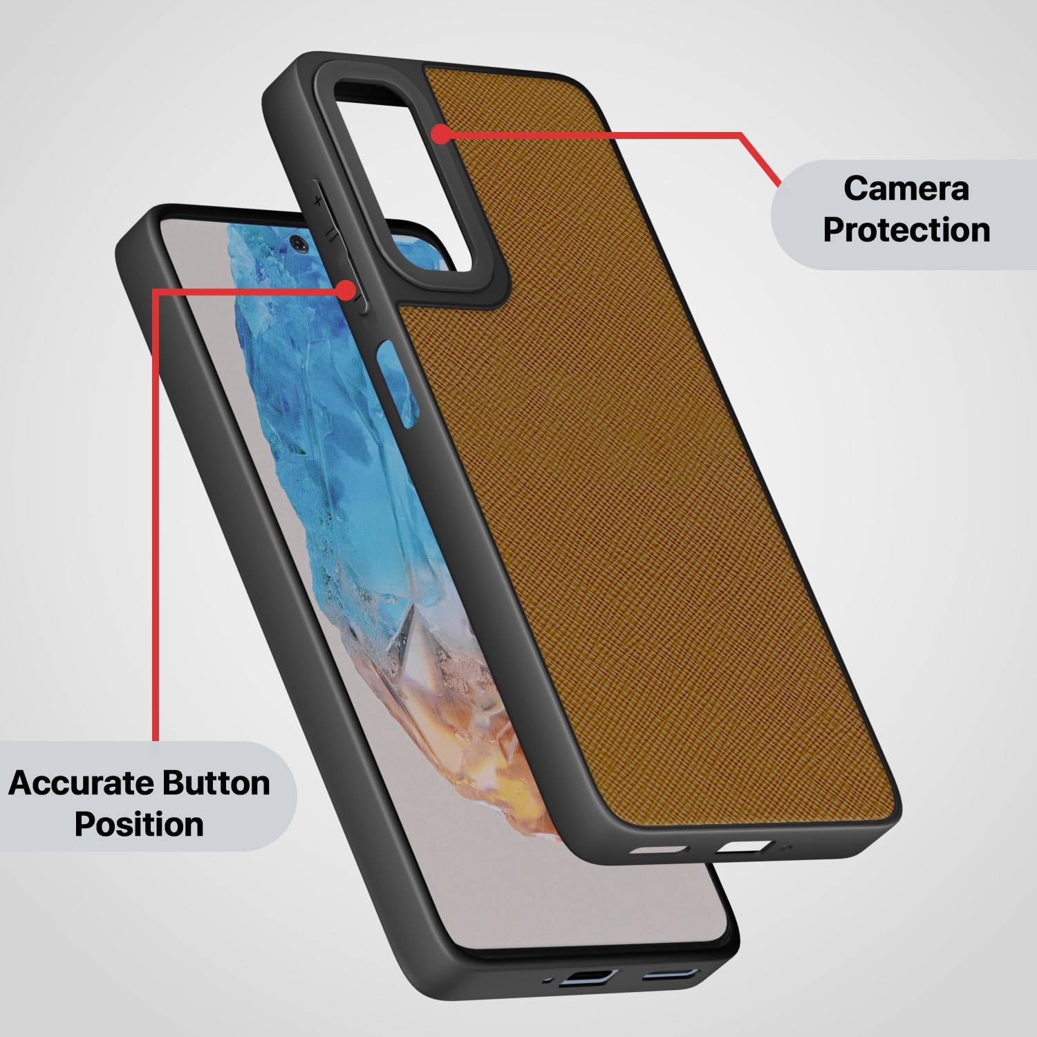 Samsung M35 5G Leatherback phone cover in tan by Pikkme – photo 3