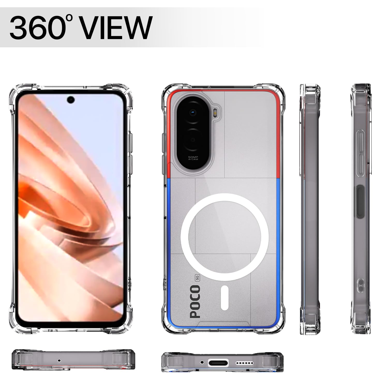 Poco M7 Plus 5G MagSafe mobile back cover in transparent mag-safe by Pikkme – photo 6