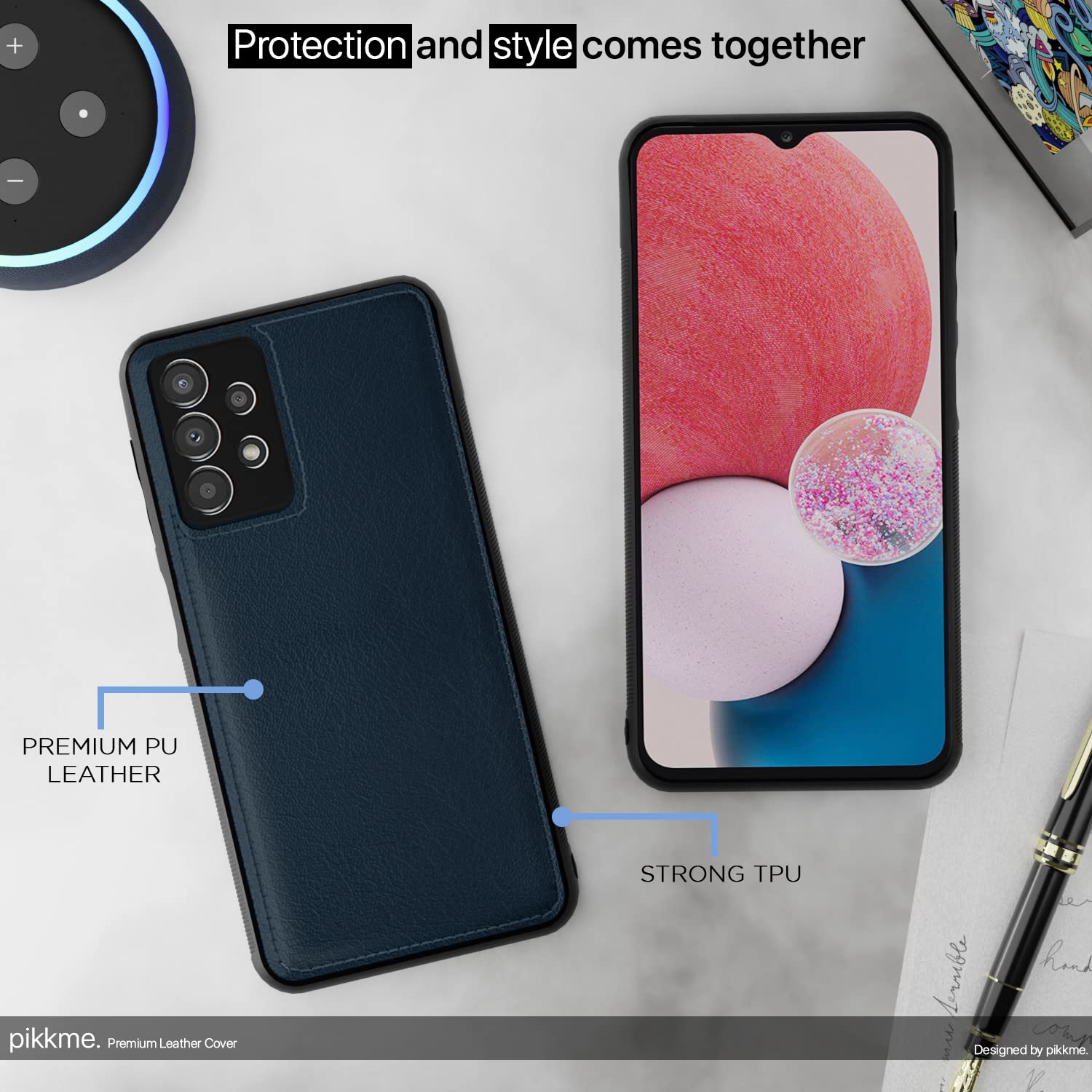 Pikkme blue Leather phone cover for Samsung A13 4G – photo 4