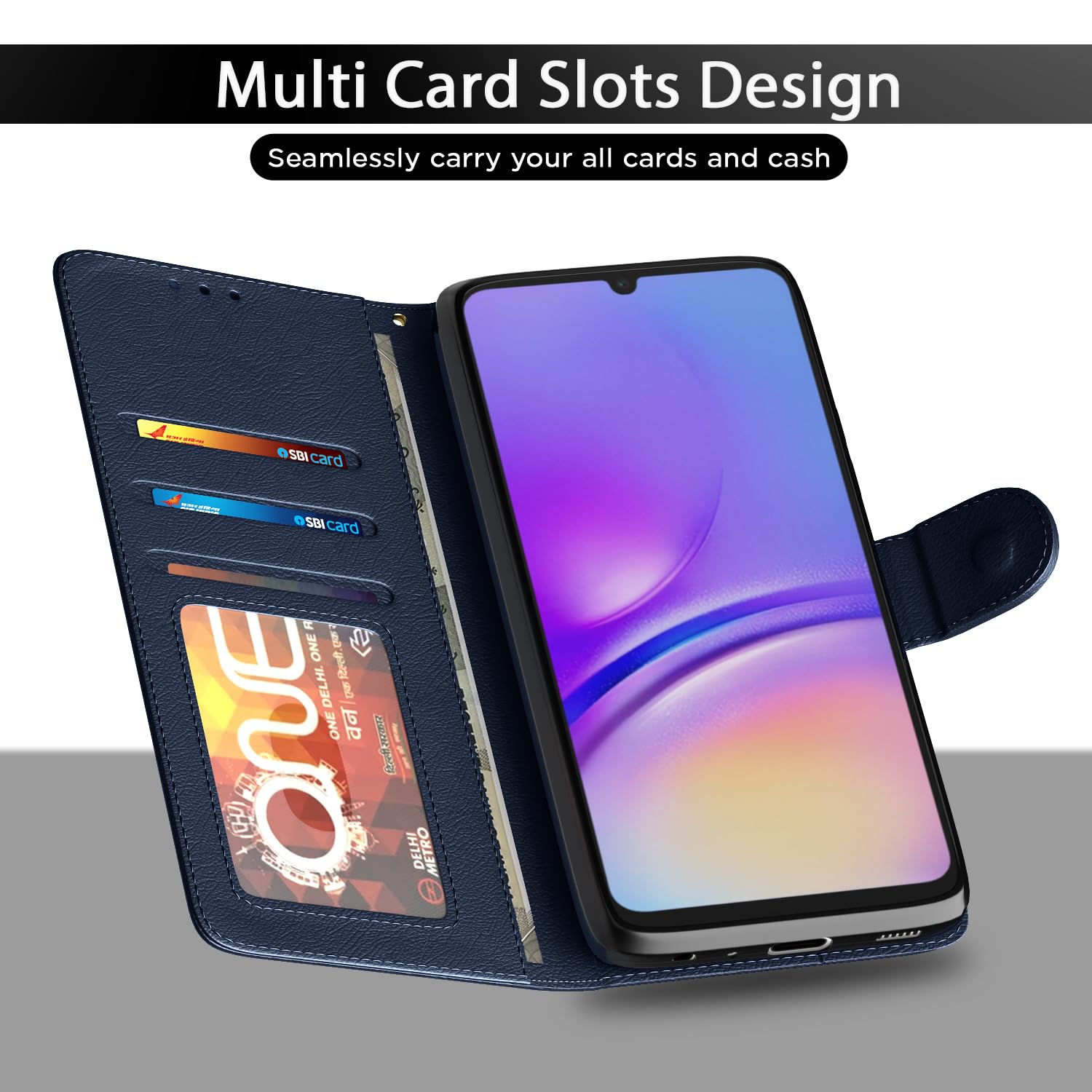 Pikkme Samsung Galaxy A05 / M05 / F05 Vintage Flip Cover (Blue)