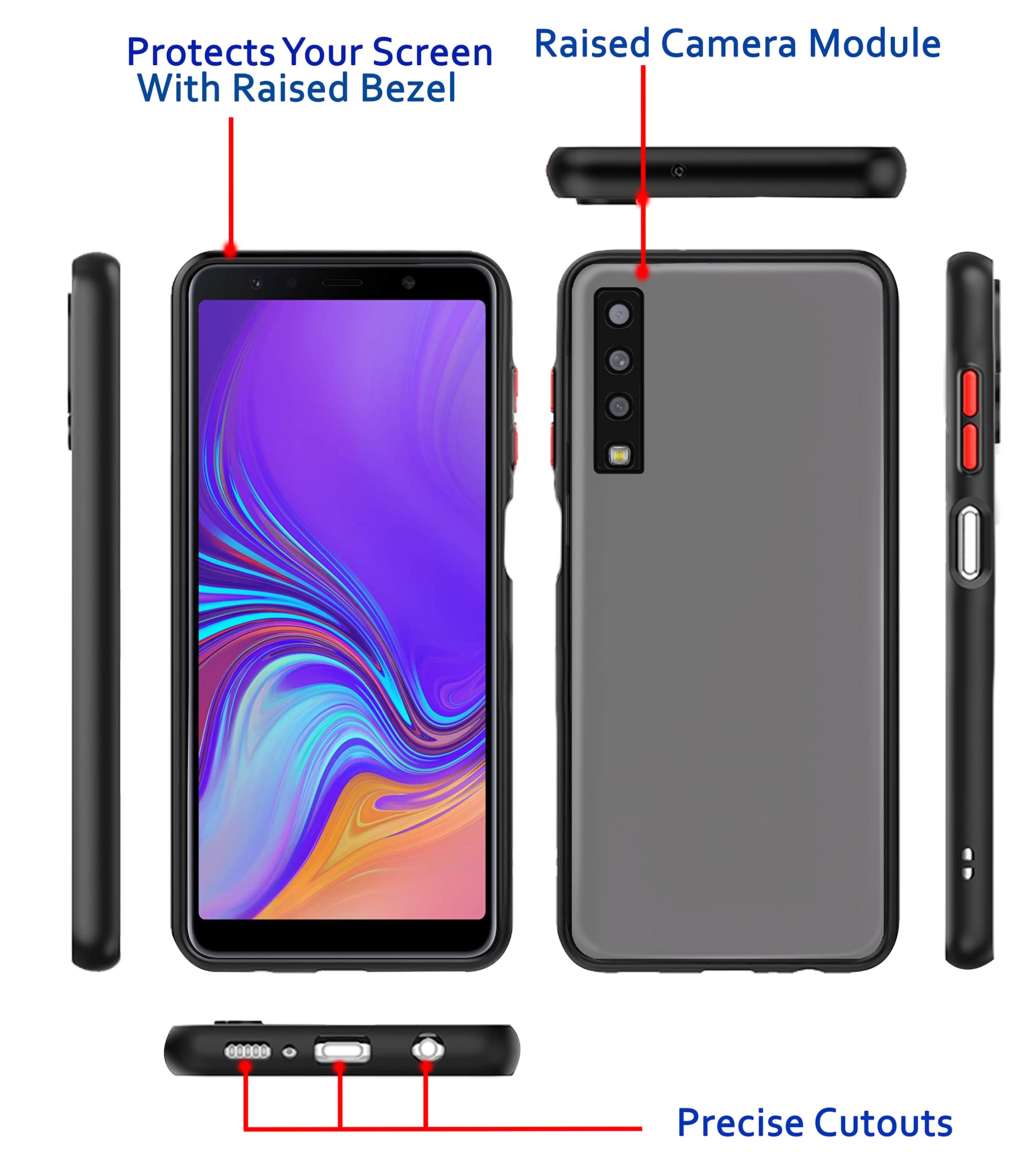 Samsung A7 2018 Hybrid phone cover in tpu, black by Pikkme – photo 3