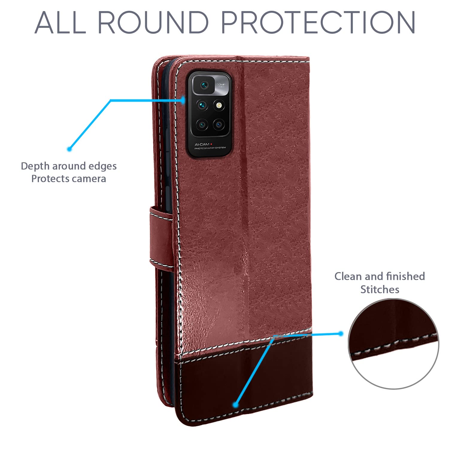 Pikkme brown & coffee mobile flip cover for Redmi 10 Prime – photo 4