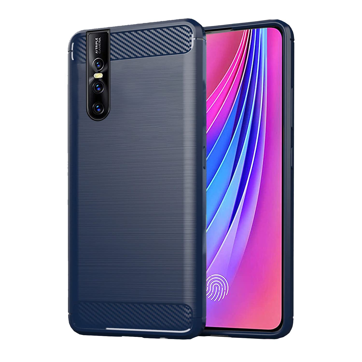 Vivo V15 Pro Hybrid Carbon Fiber Back Cover - Blue