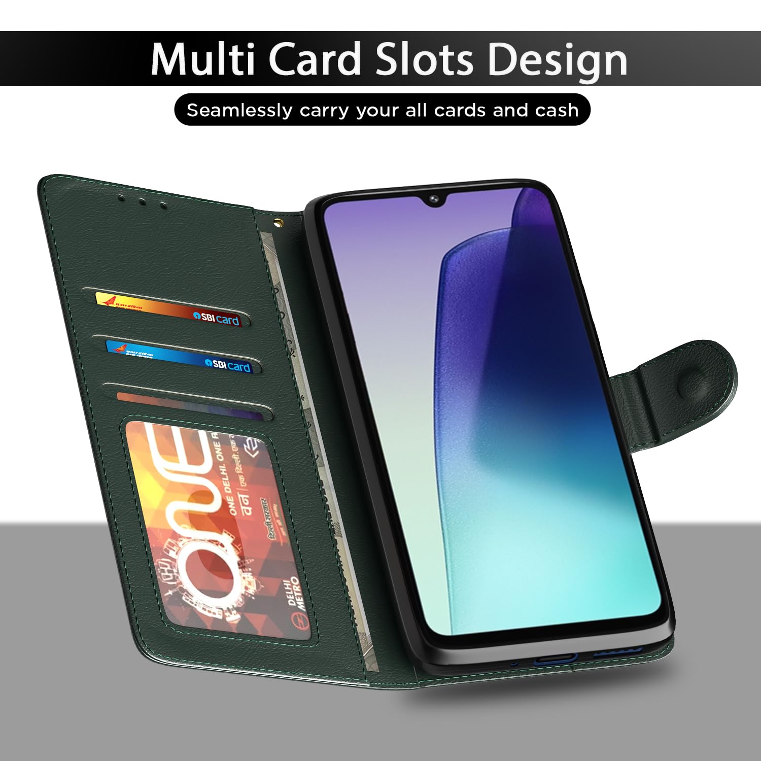 Pikkme green Wallet wallet flip cover for Redmi A4/14C/Poco C75 5G – photo 5