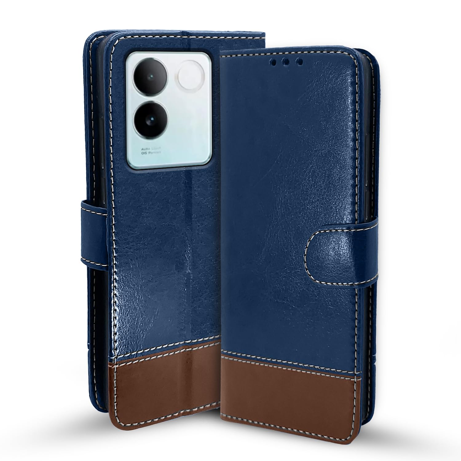 Pikkme blue & brown Magnetic mobile flip cover for Vivo T2 Pro 5G