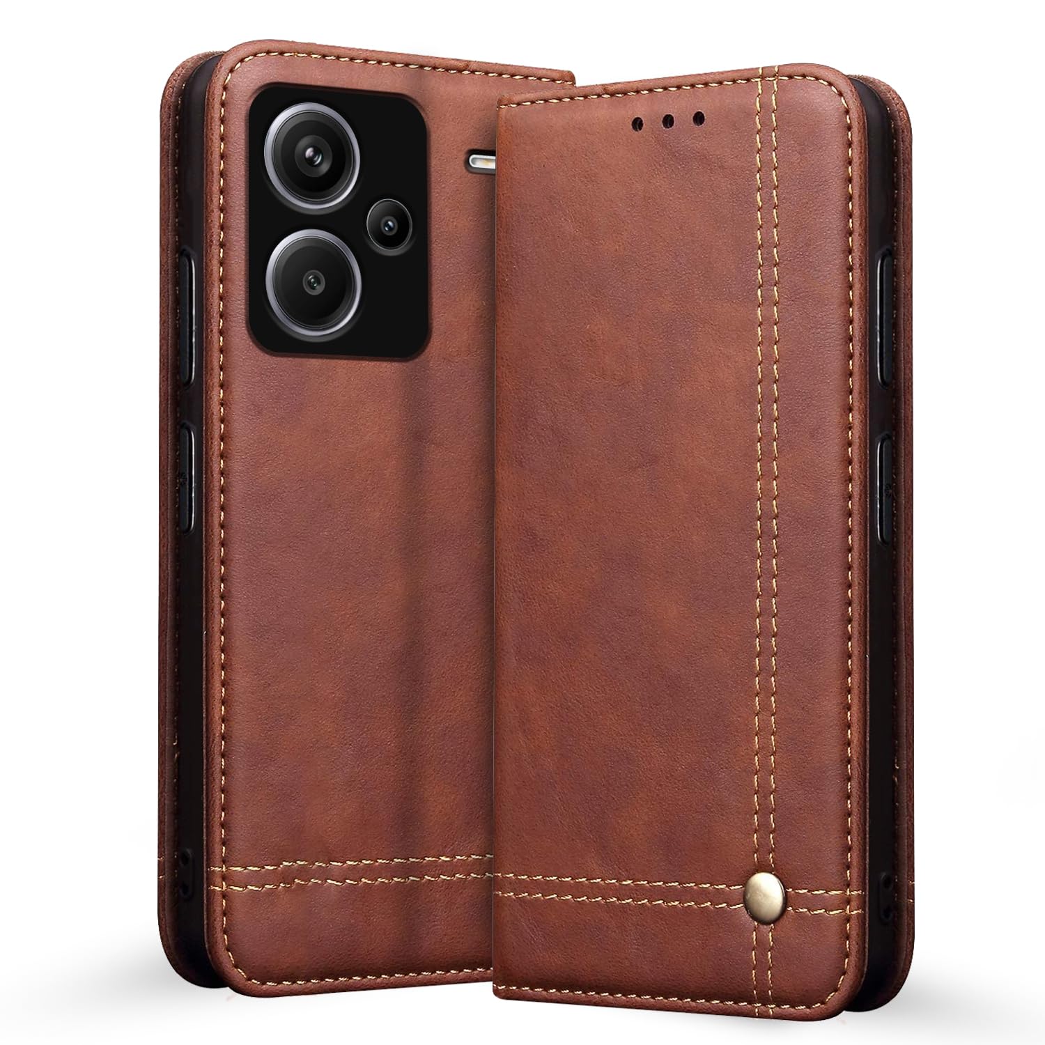 Redmi Note 13 Pro Plus 5G Magnetic Flip Cover -Brown