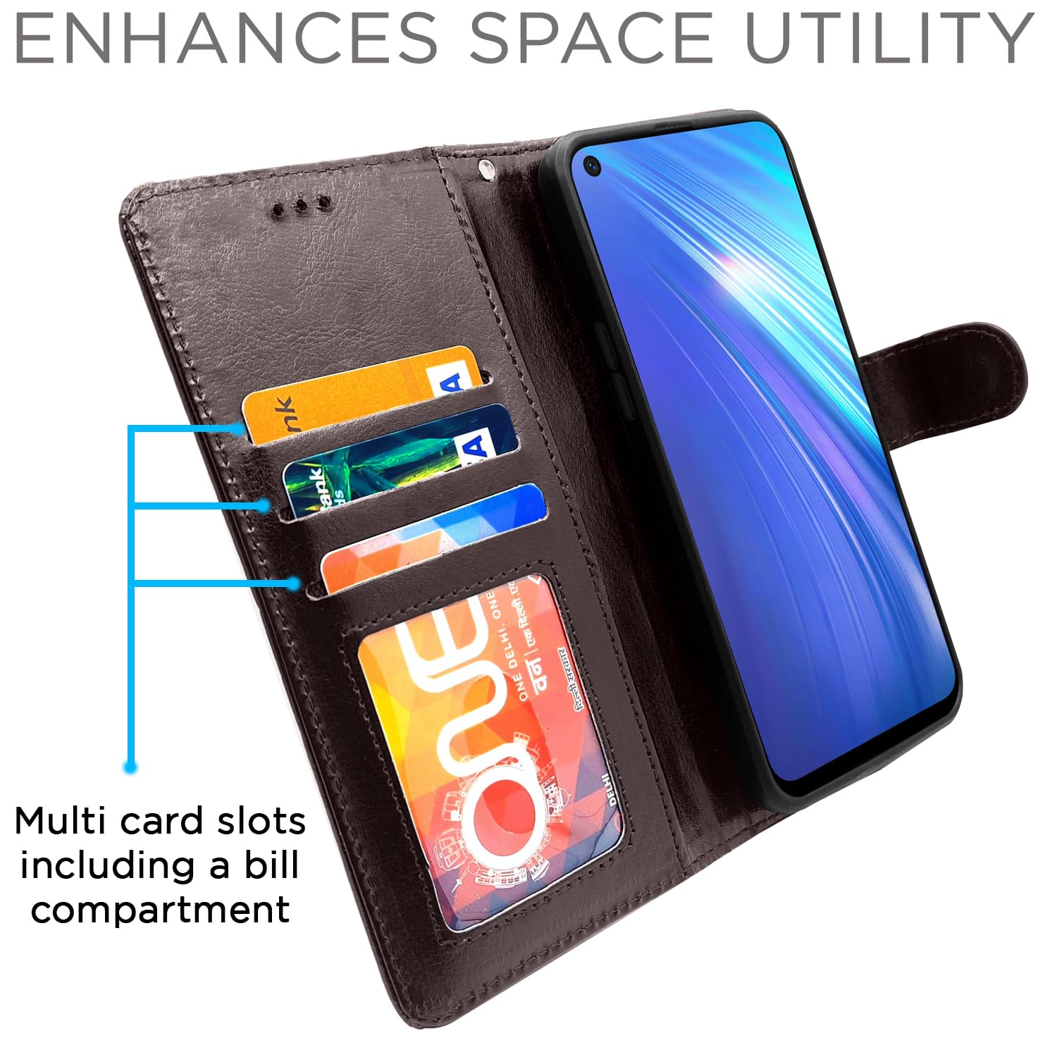 Pikkme Realme 6 Vintage Flip Cover (Coffee)