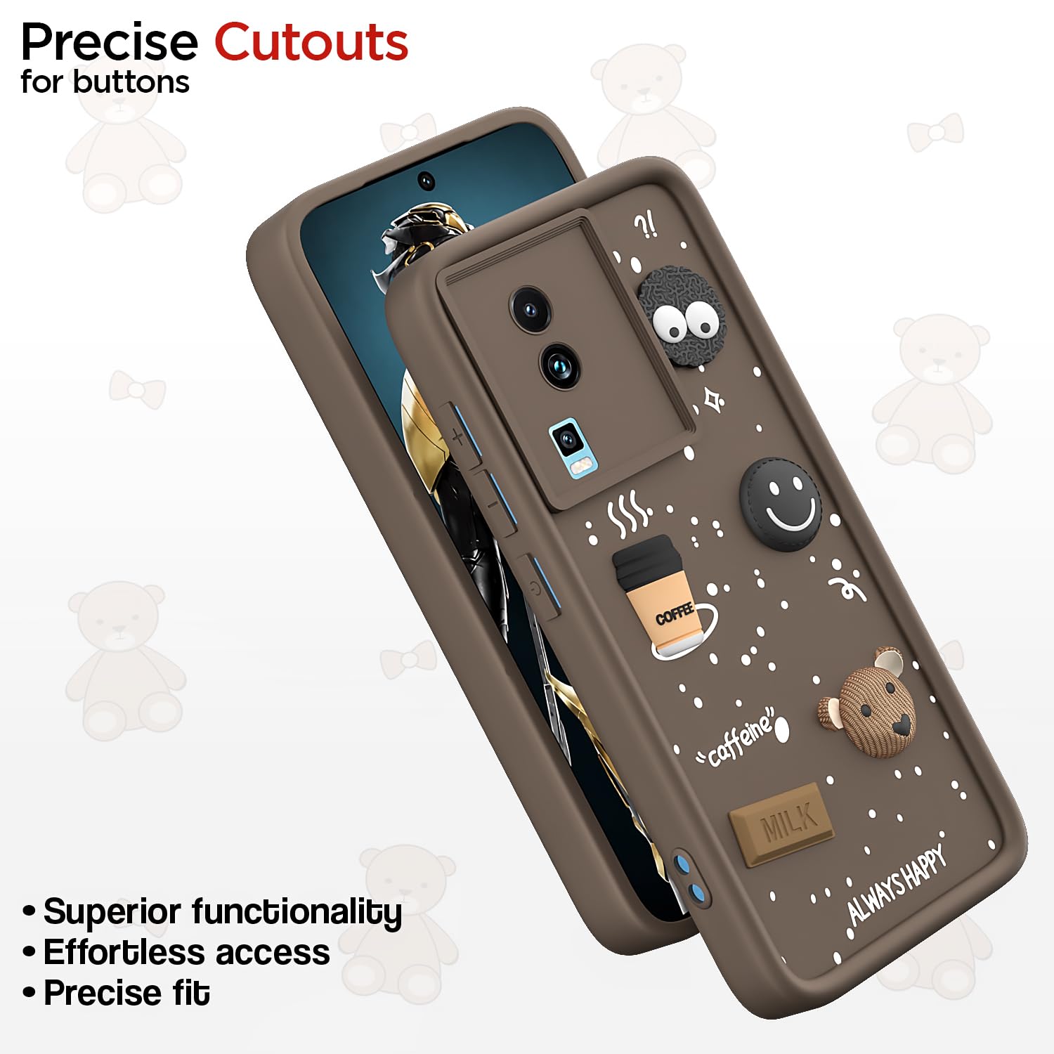 iQOO Neo 7/Neo 7 Pro 5G Silicone mobile cover in brown by Pikkme – photo 6