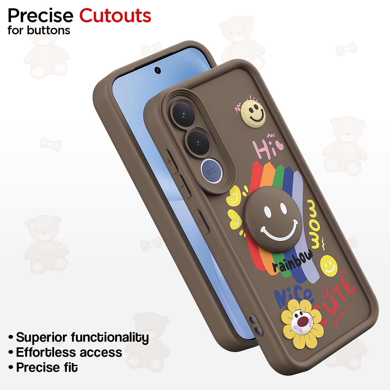 Pikkme Vivo V70 FE 5G Soft Silicone brown mobile cover – photo 6