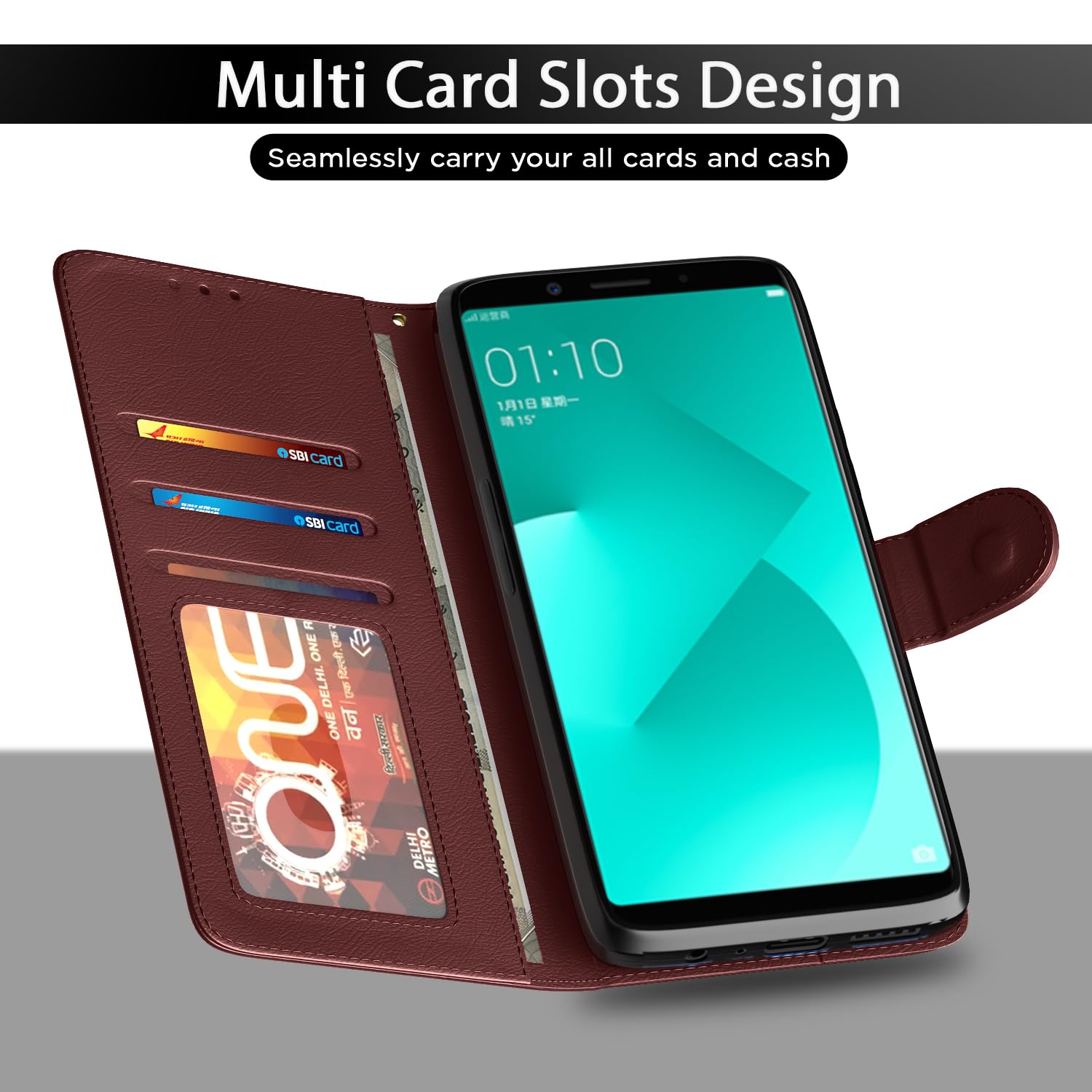 Pikkme brown Wallet flip cover for Oppo A83 – photo 5