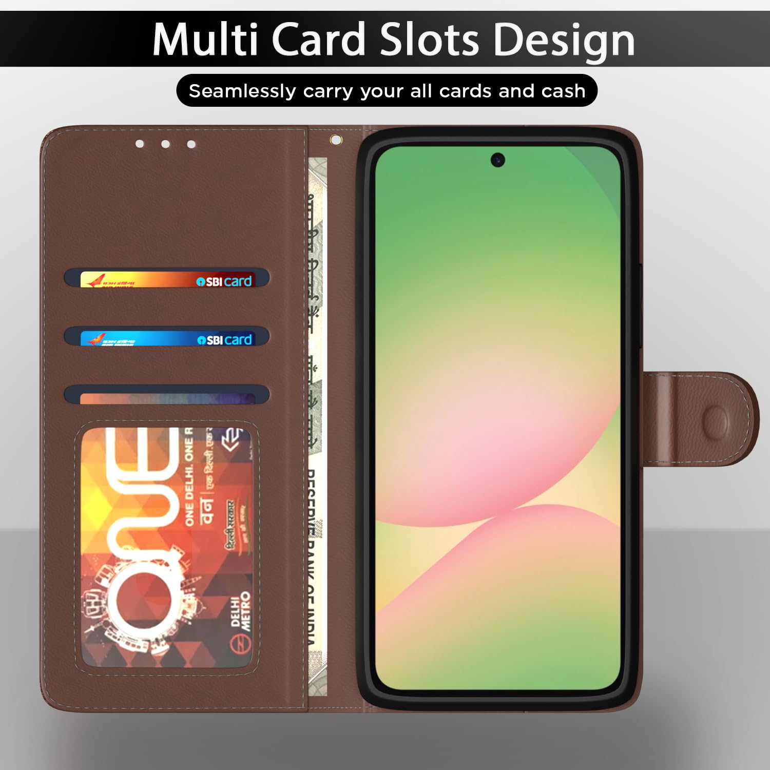 Pikkme tan Wallet mobile flip cover for Samsung A56 5G – photo 5