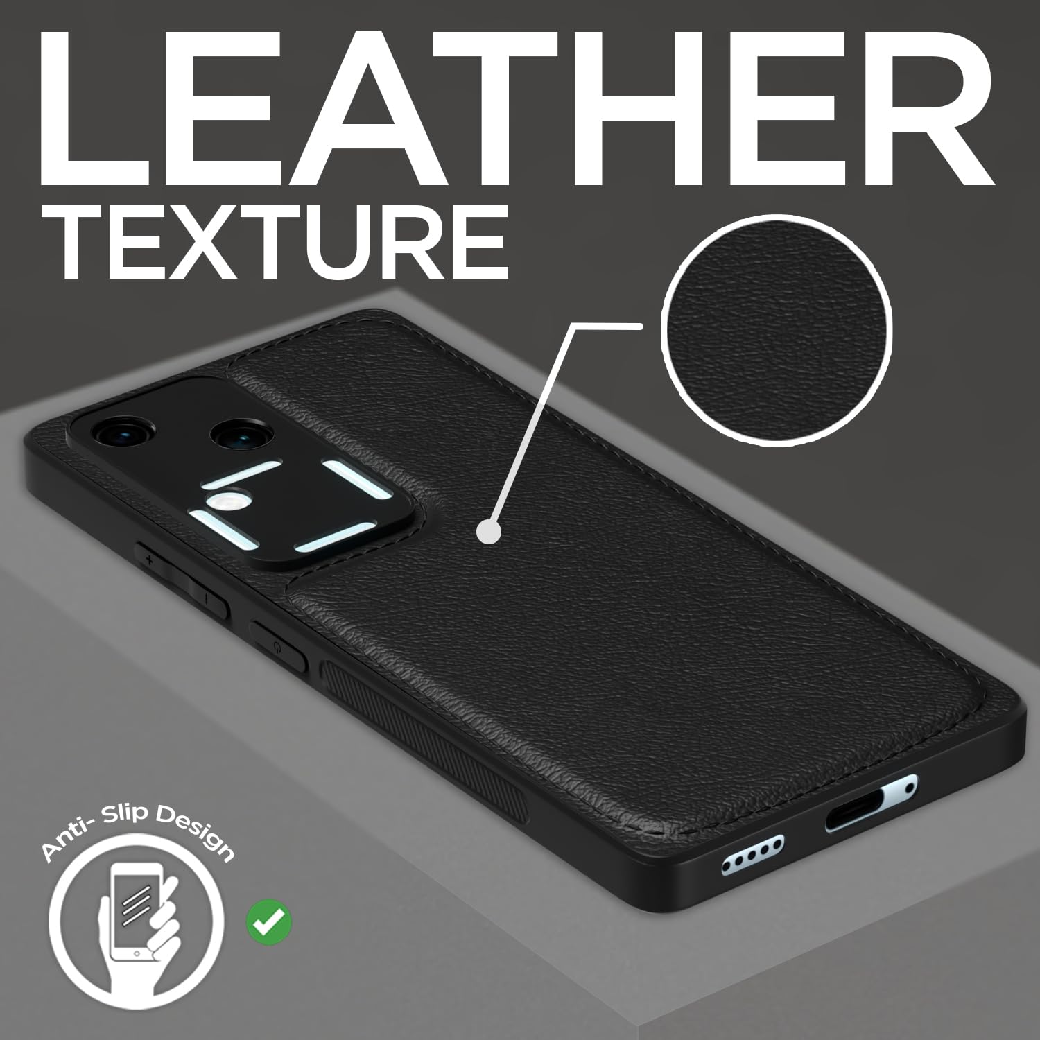 Pikkme Vivo V30 / V30 Pro 5G Leatherback Back Case | Black