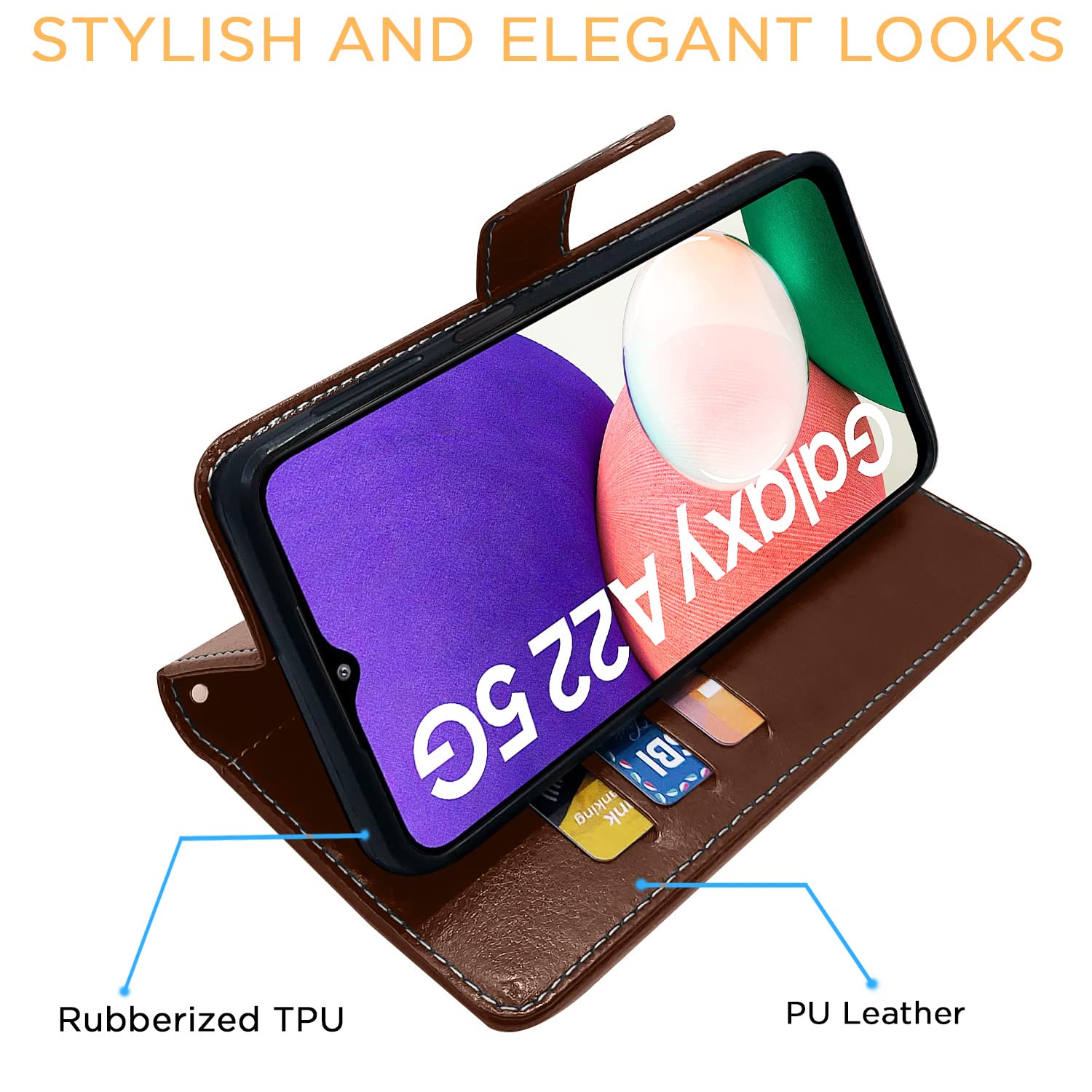 Brown & coffee Magnetic flip cover for Samsung F42/A22 5G – Pikkme – photo 5