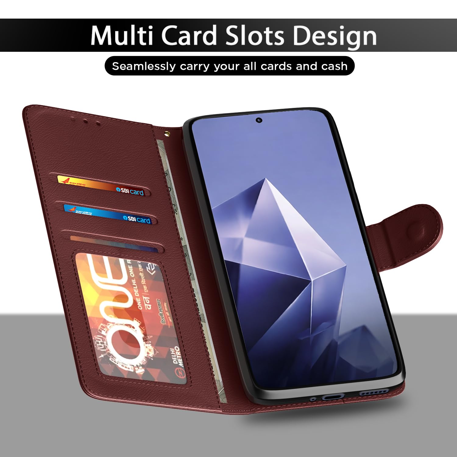 Pikkme brown Wallet mobile flip cover for Infinix Note 50s 5G – photo 5