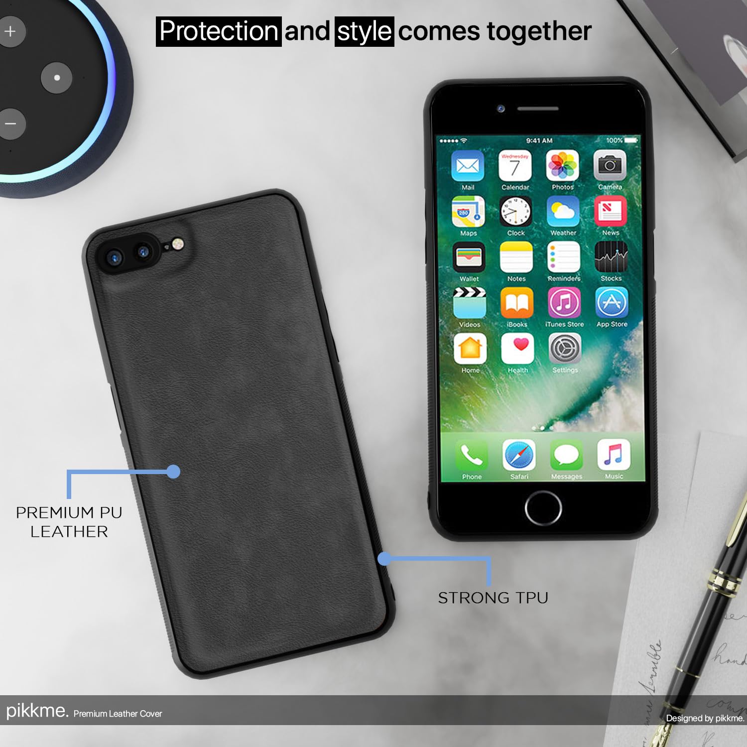 Pikkme grey Leather phone cover for iPhone 7 Plus/8 Plus – photo 4
