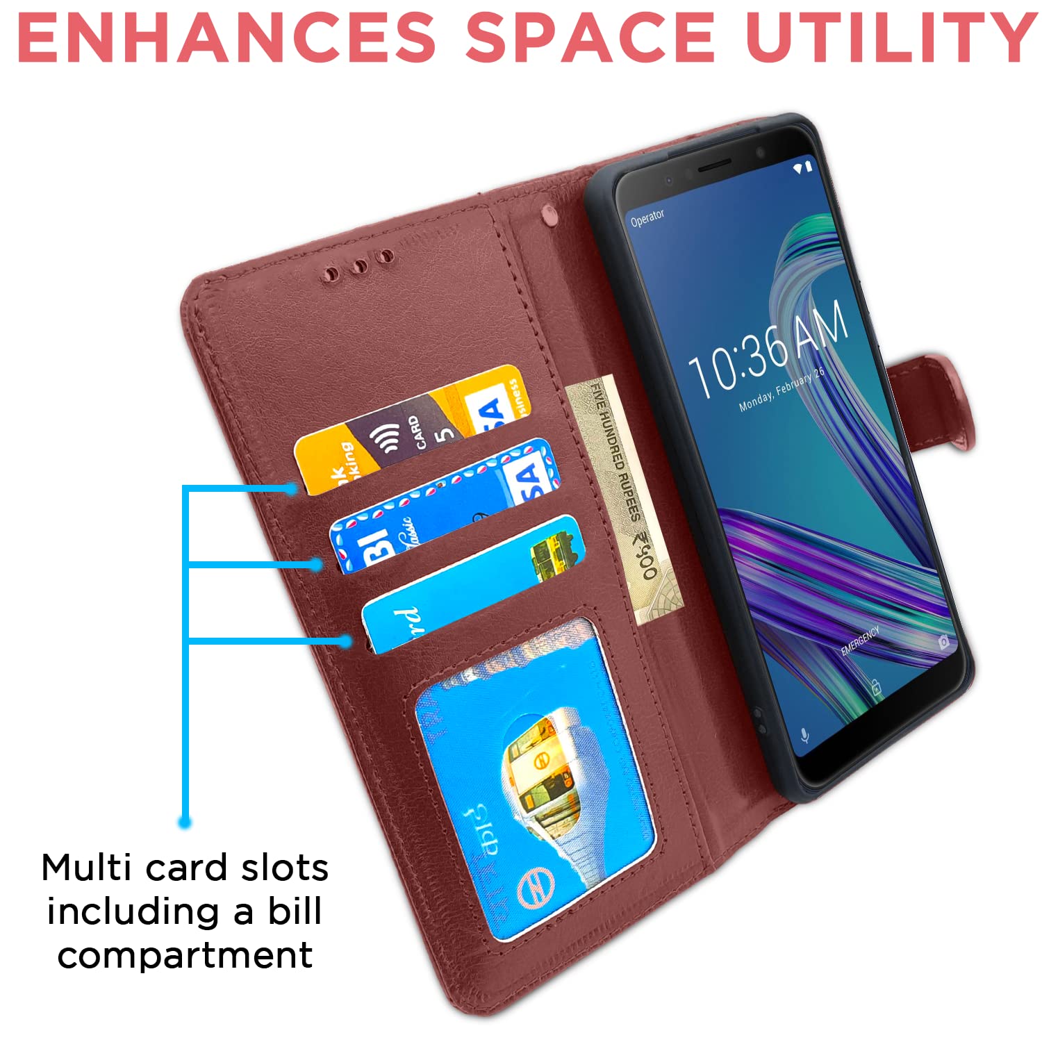 Pikkme Asus Zenfone Max Pro M1 Flip Cover (Brown)