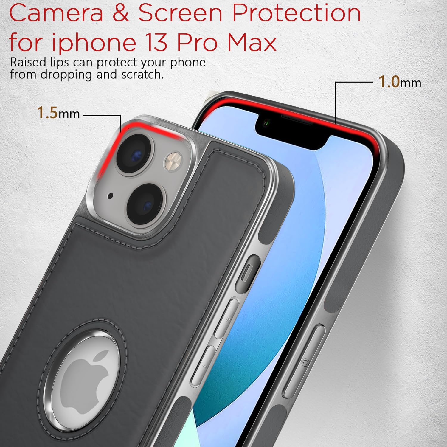 Pikkme iPhone 13 Silver Electroplated Chrome Leather Back Cover (Gray)