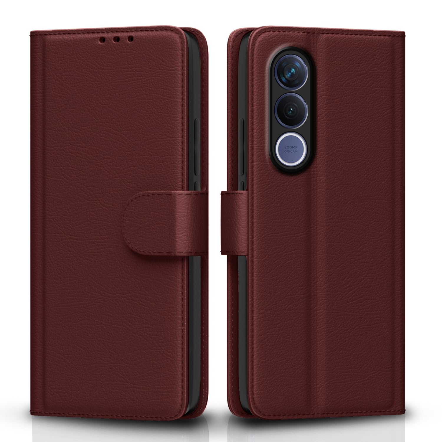 Brown wallet flip cover for Vivo V70 FE 5G – Pikkme
