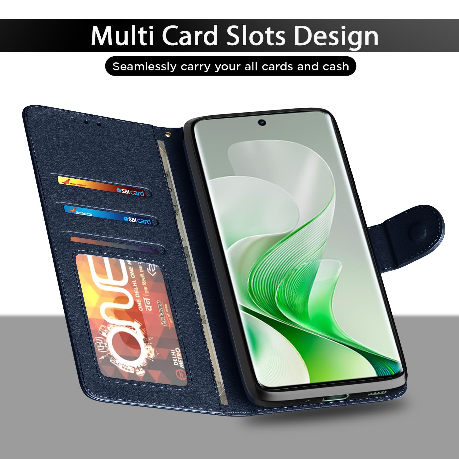 Vivo V40e/iQOO Z9s 5G Wallet wallet flip cover in blue by Pikkme – photo 5