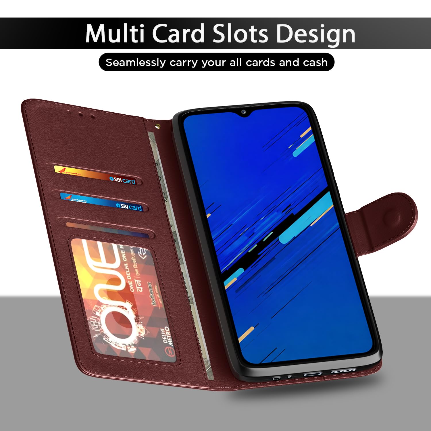 Brown Wallet flip case for Redmi 15A 5G – Pikkme – photo 5