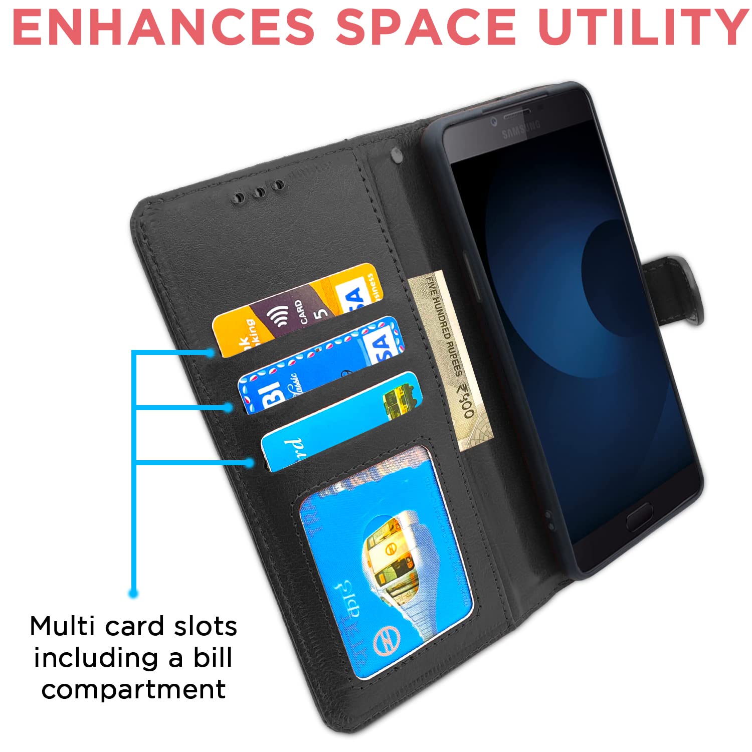 Pikkme Galaxy J5 Prime Vintage Flip Cover (Black)