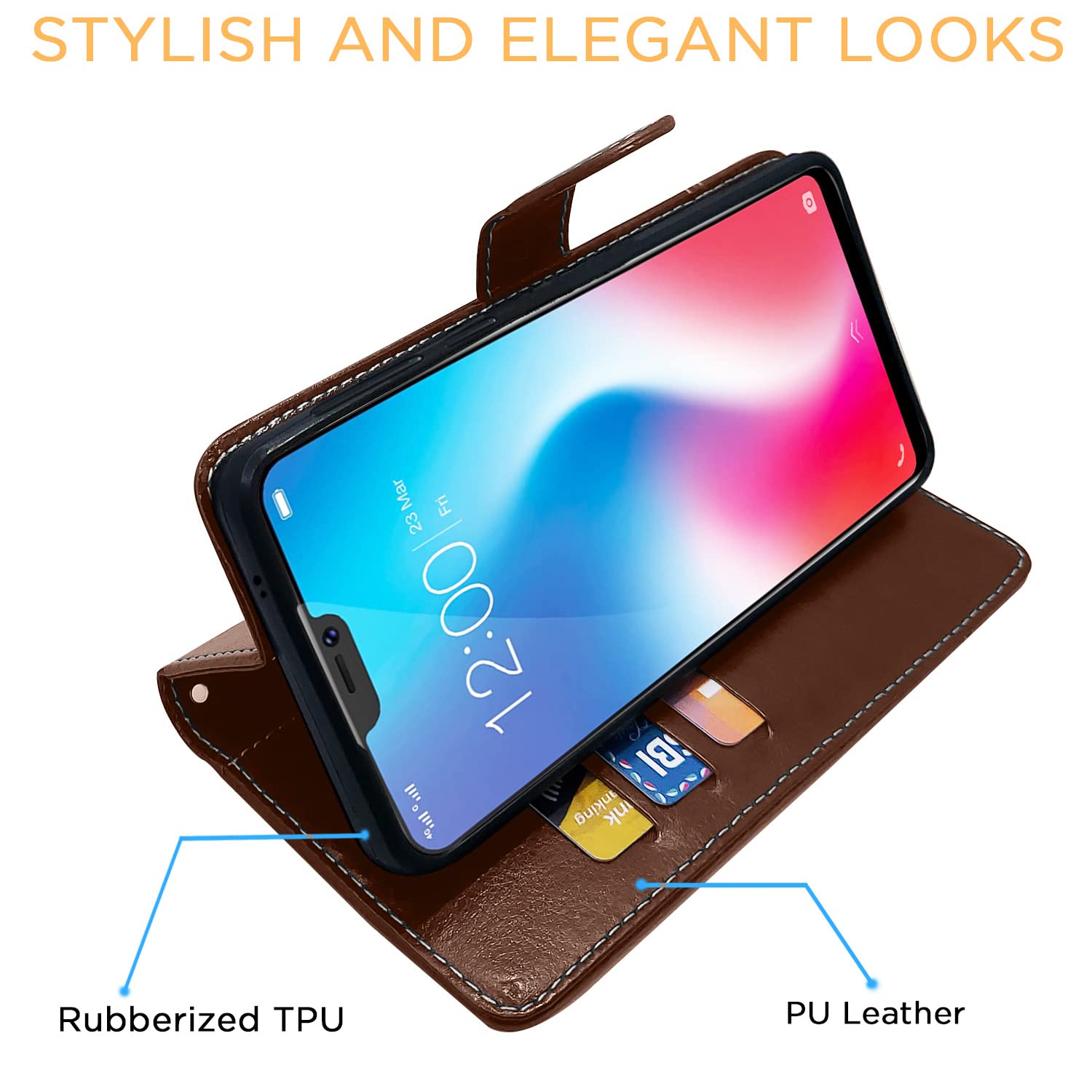 Vivo V9 flip cover in brown & coffee by Pikkme – photo 5