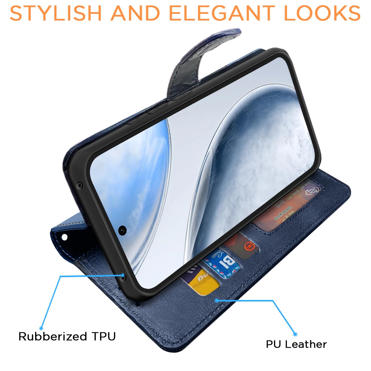 Pikkme navy & light blue wallet flip cover for Vivo X200 FE 5G – photo 3