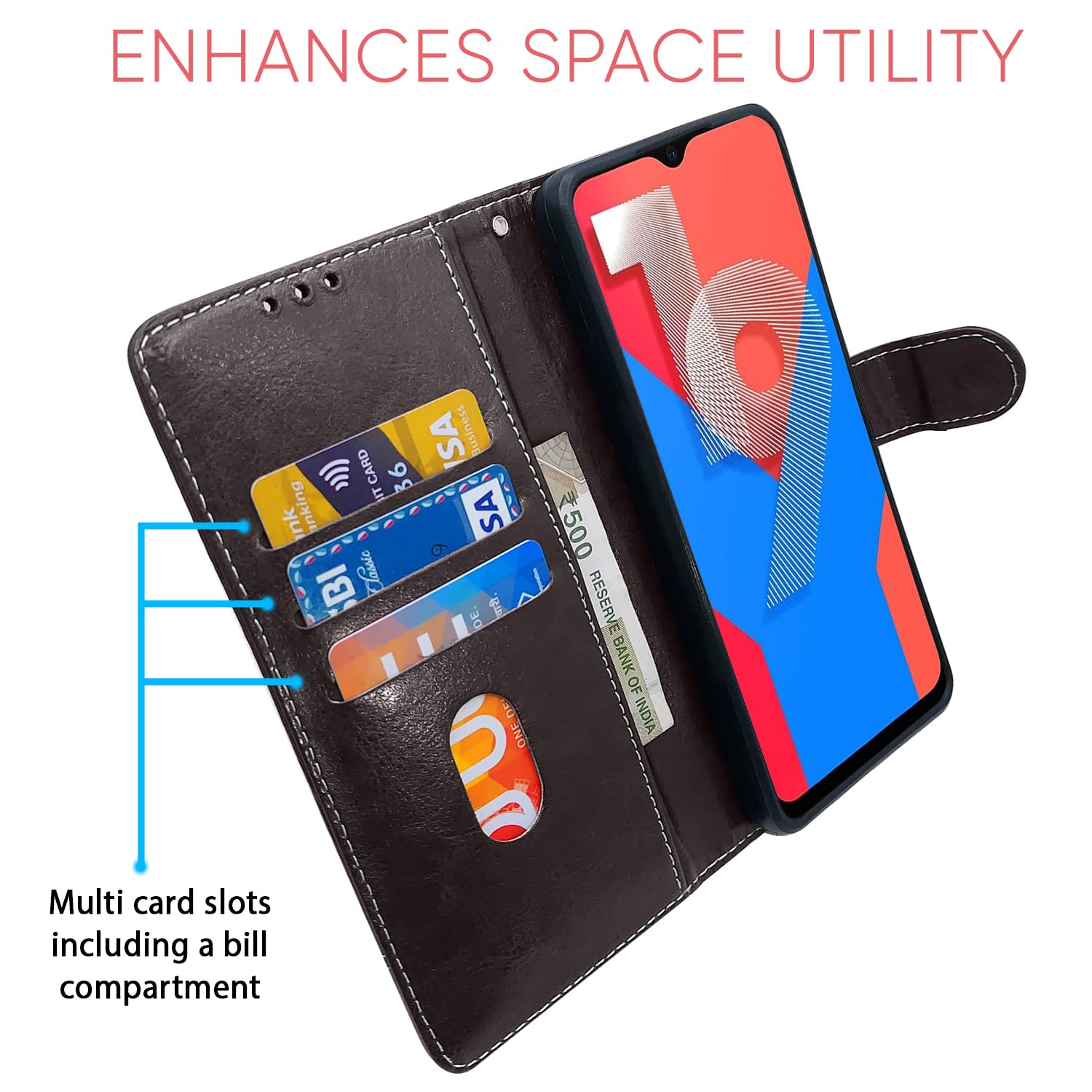 Coffee & brown Magnetic mobile flip cover for Vivo U20/Y19 – Pikkme – photo 3