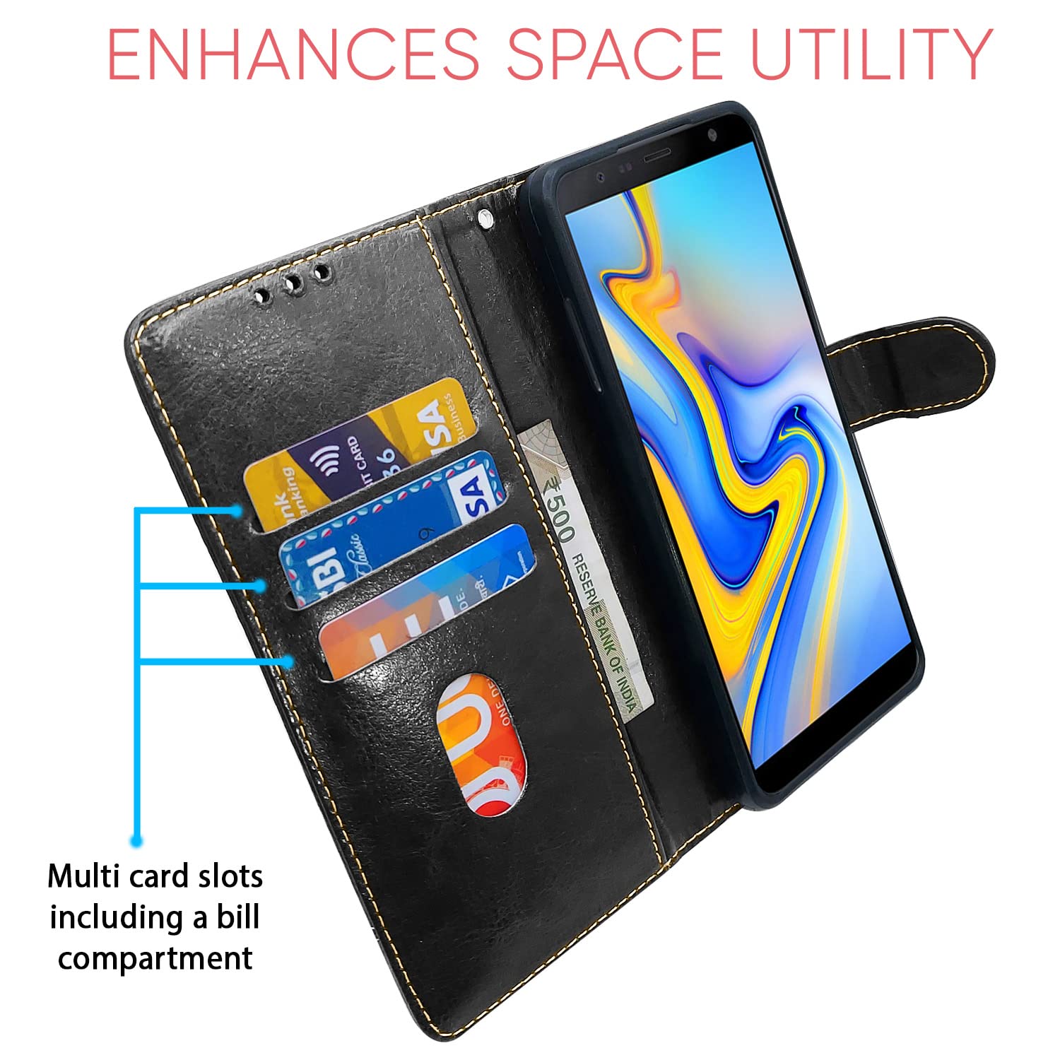Pikkme Samsung J6 Plus/J6 black & brown mobile flip cover – photo 3