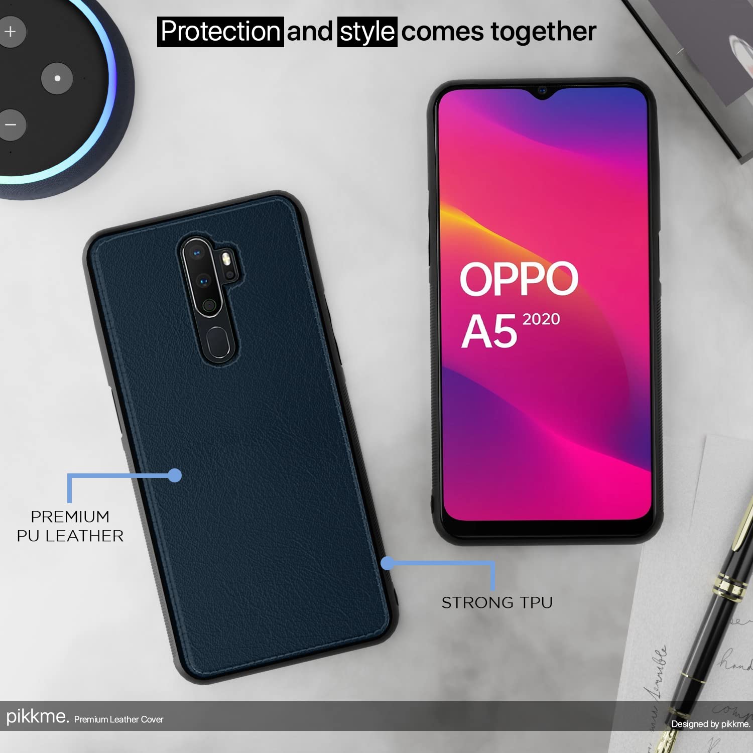 Pikkme Oppo A5 2020 / A9 2020 Leatherback Back Case | Blue