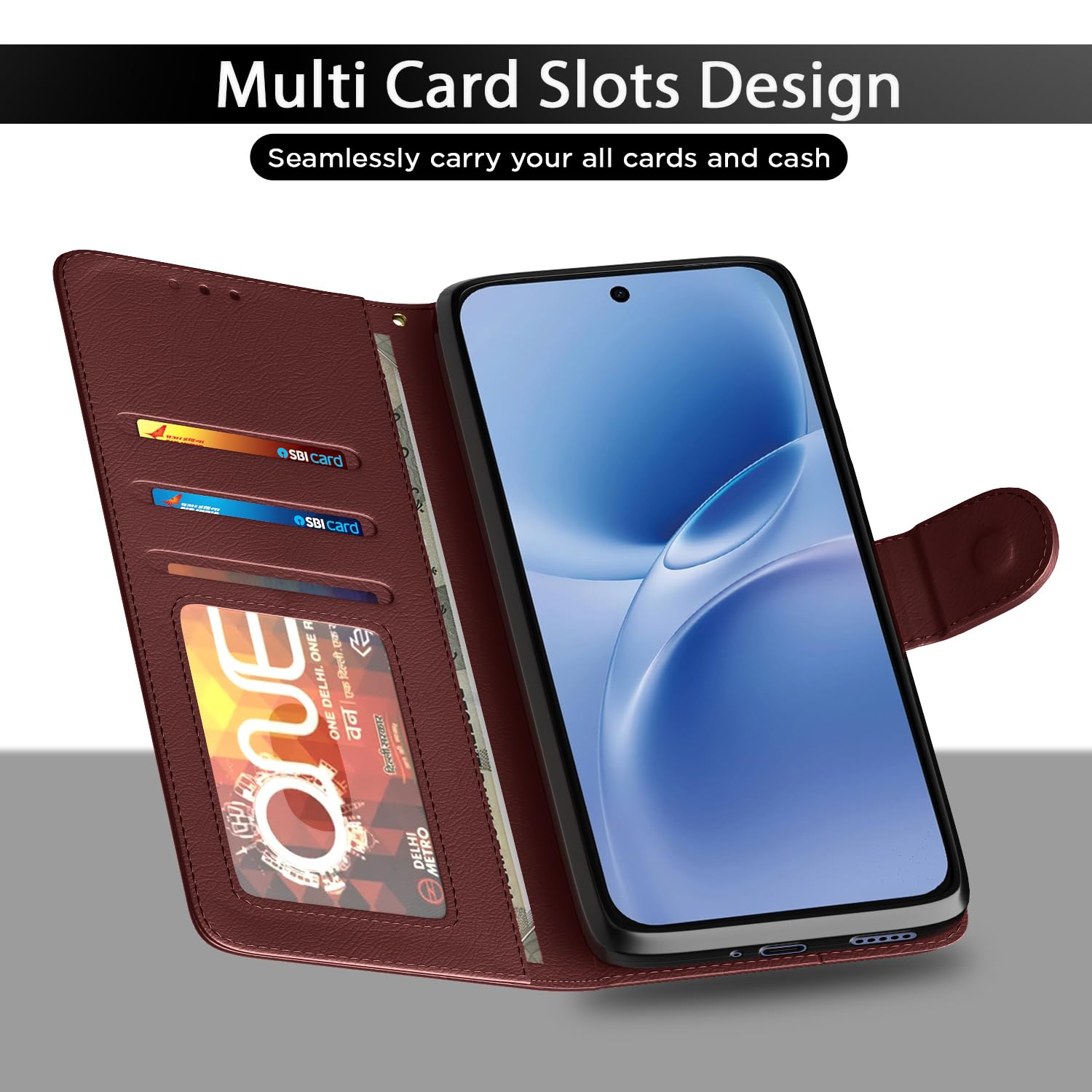 Brown mobile flip cover for Vivo V70 FE 5G – Pikkme – photo 5