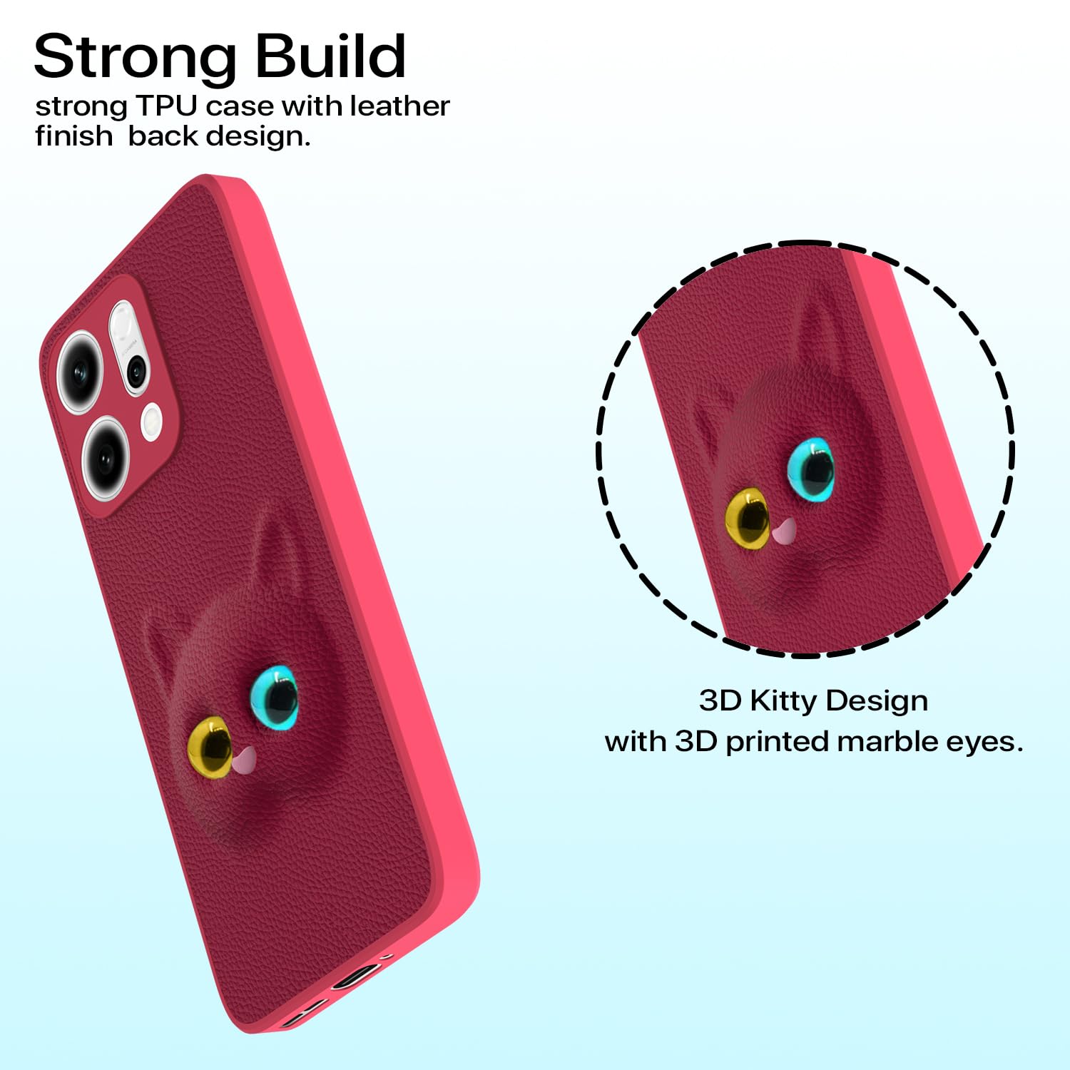 Oppo Reno 14 5G Cat mobile back cover in pink by Pikkme – photo 2