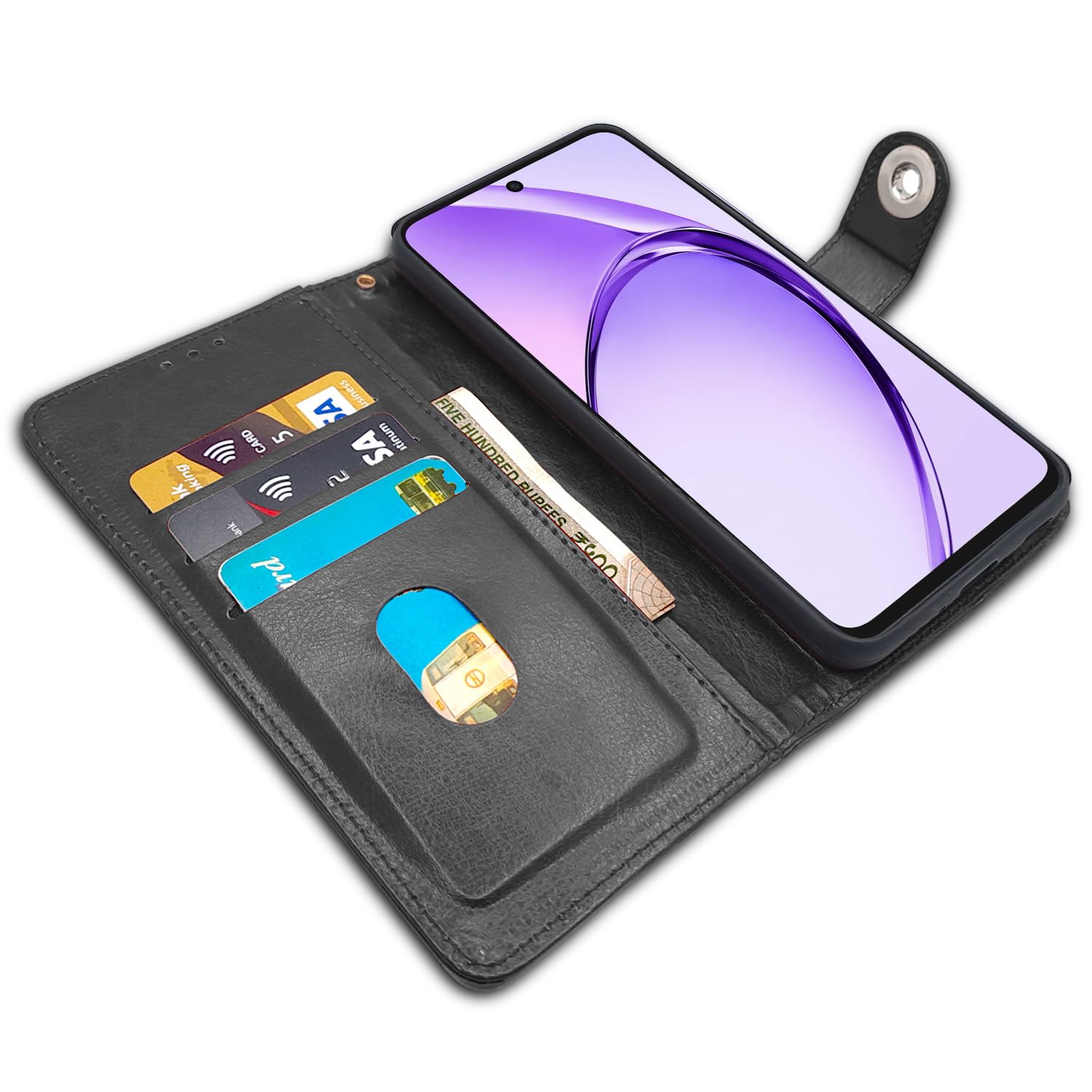 Pikkme Oppo A3x 5G / A3x 4G / A3 5G Button Flip Cover (Black)