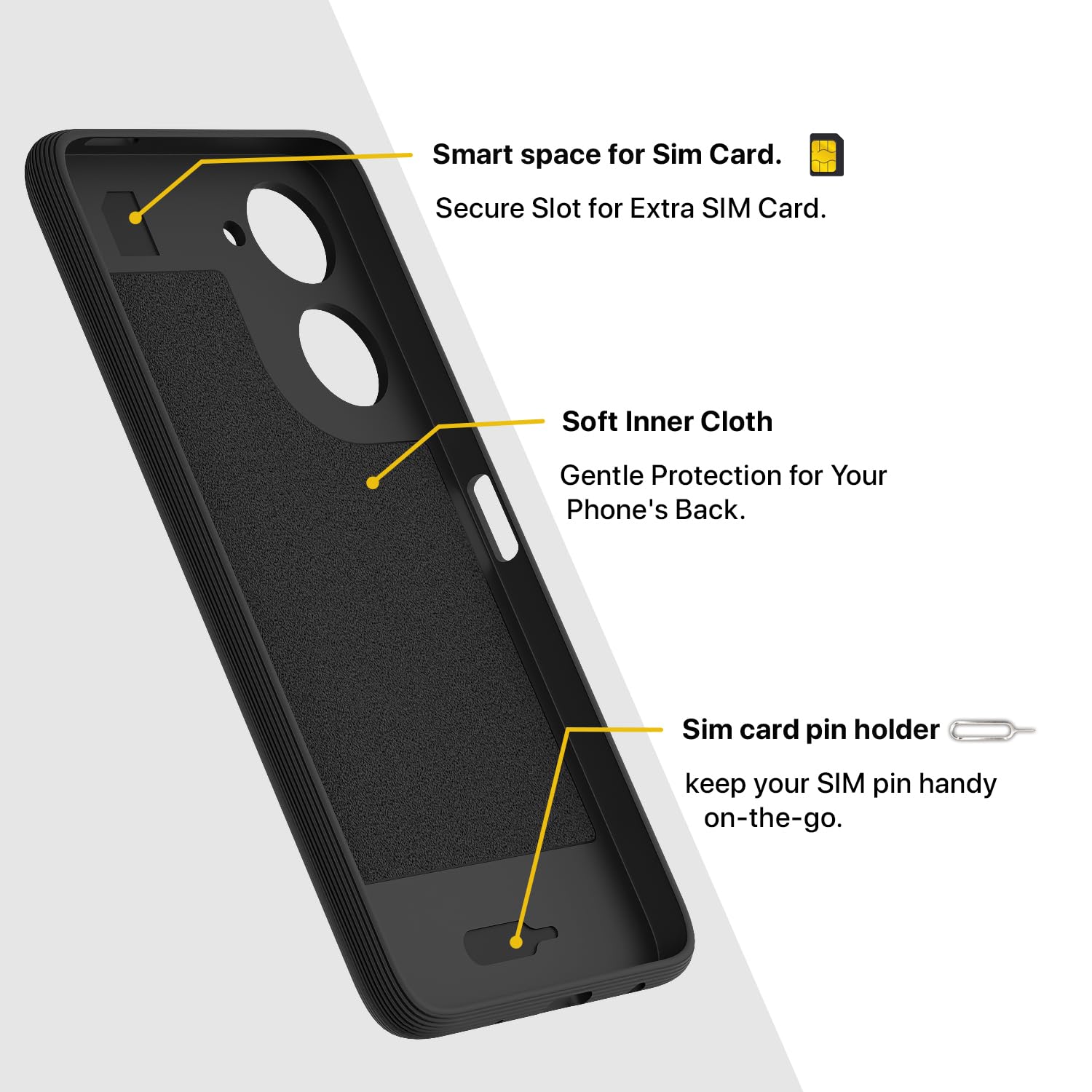 Pikkme iQOO Z9 Lite 5G / Vivo T3 Lite 5G / Vivo Y18 / Y18e / Y03 Gencase Back Cover (Black)