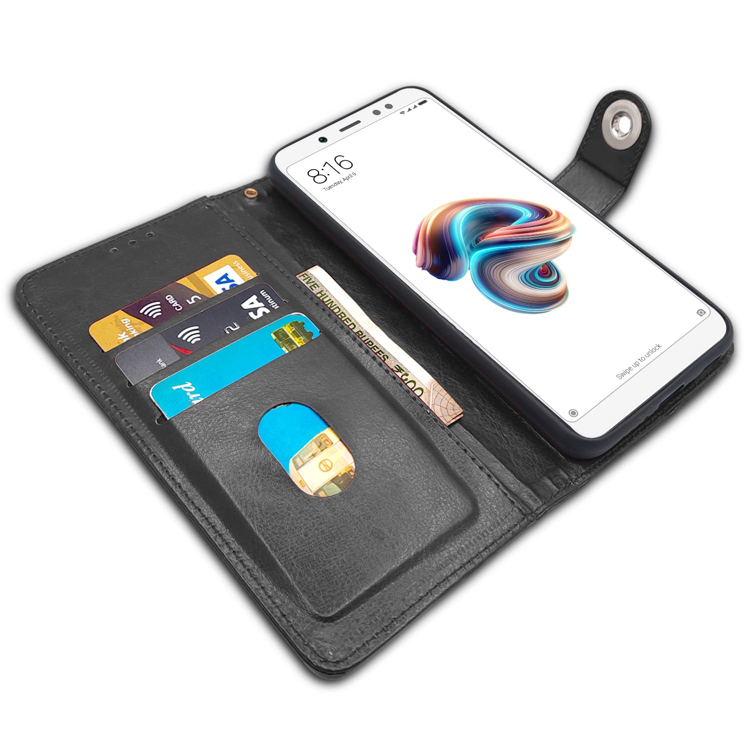 Pikkme Redmi Note 5 Pro Wallet button black flip case – photo 3