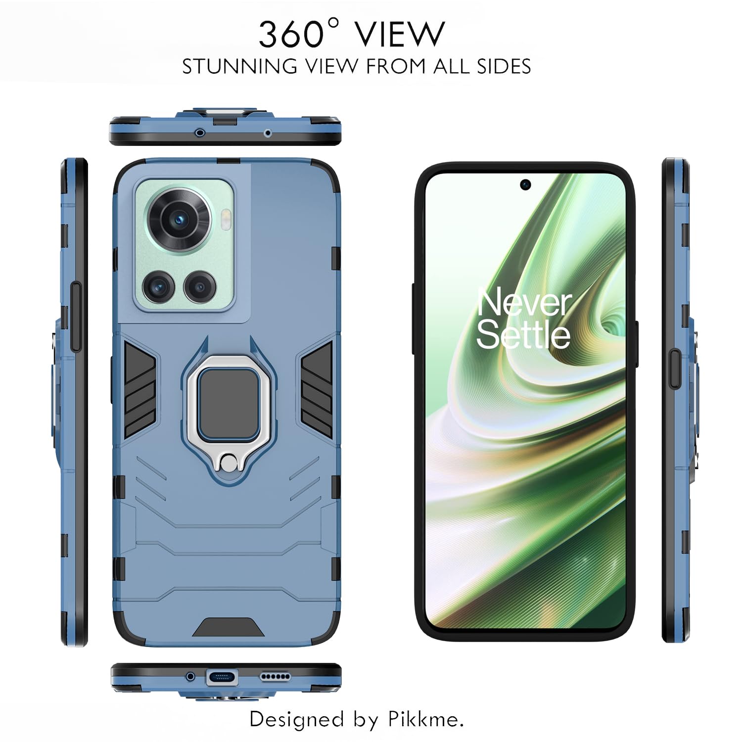 Pikkme OnePlus 10R | 5G / 10R | 5G Prime Edition D5 Tough Armor Back Cover | Blue