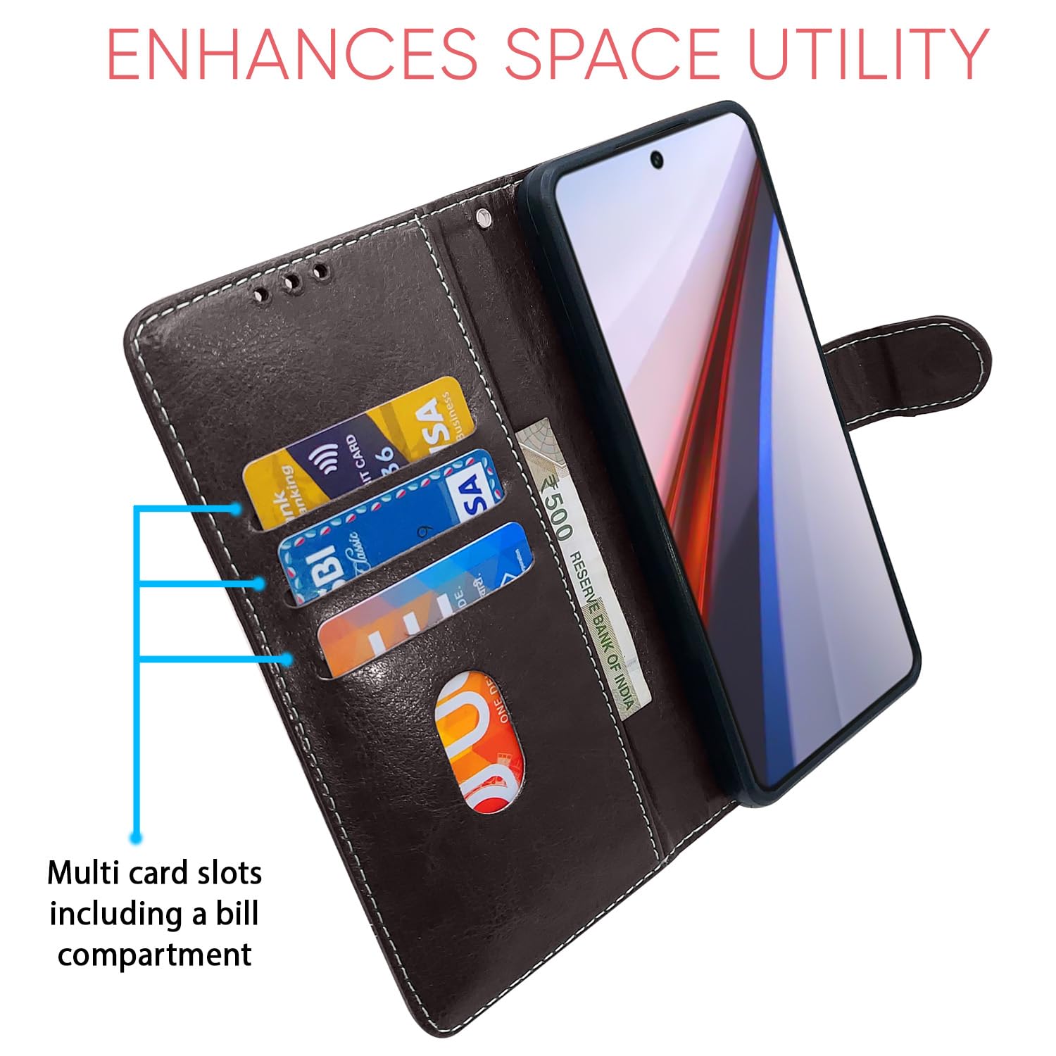 Pikkme coffee & brown Magnetic mobile flip cover for iQOO 12 5G – photo 4