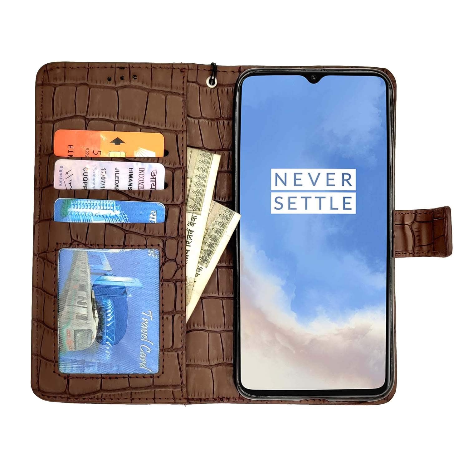 Pikkme brown Leather flip cover for OnePlus 7 – photo 2